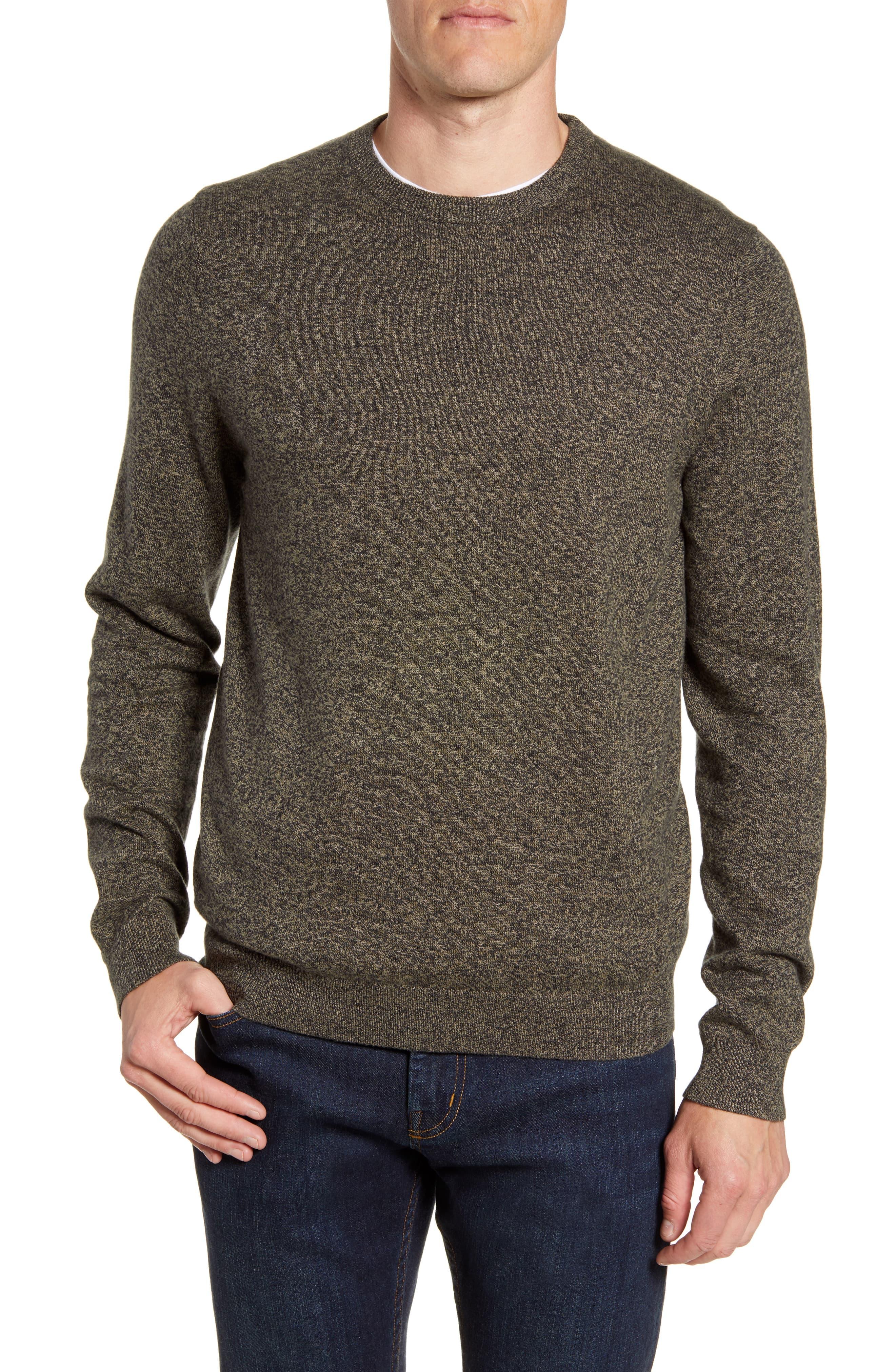 Nordstrom Cotton & Cashmere Crewneck Sweater in Green Forest Marl