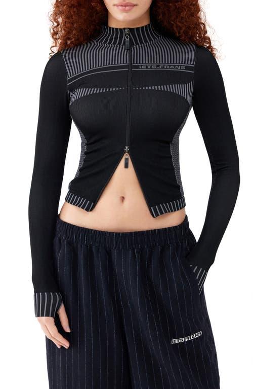 iets frans Lara Mock Neck Long Sleeve Zip Top in Black | Lyst
