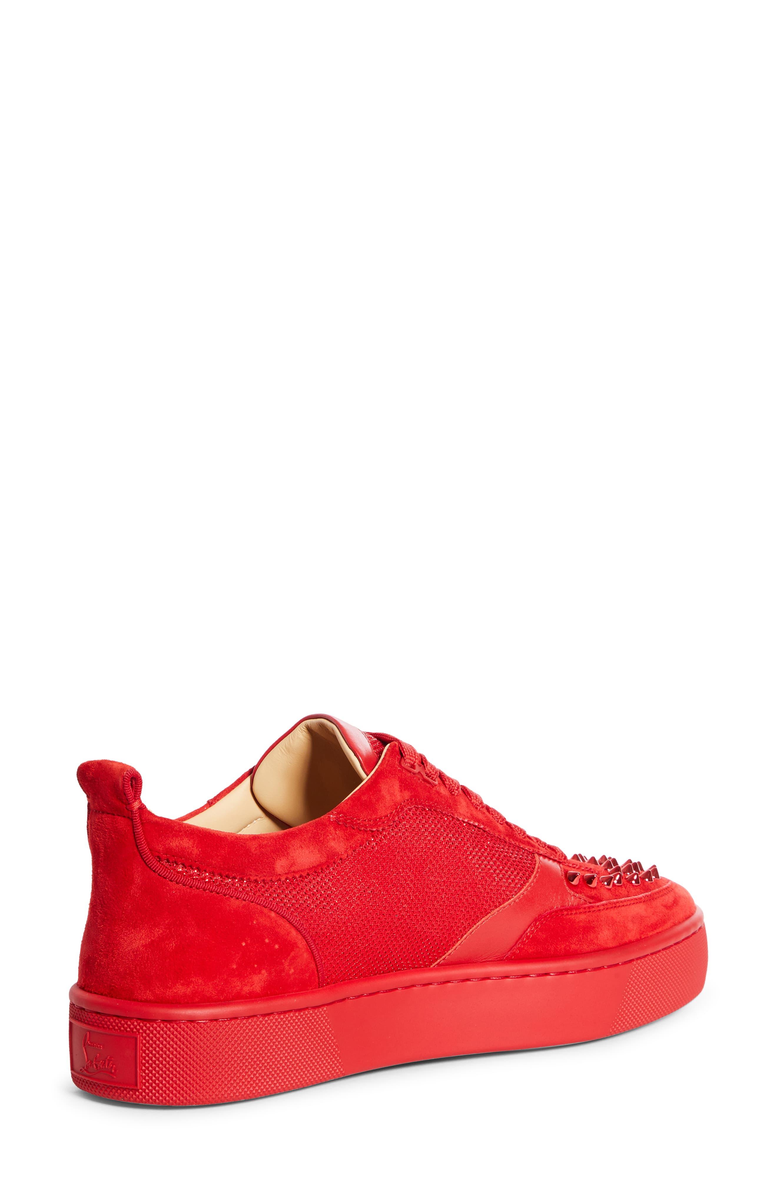 Christian Louboutin Men Coachelito Spikes Red Flat High Top Sneakers Size  44 | eBay