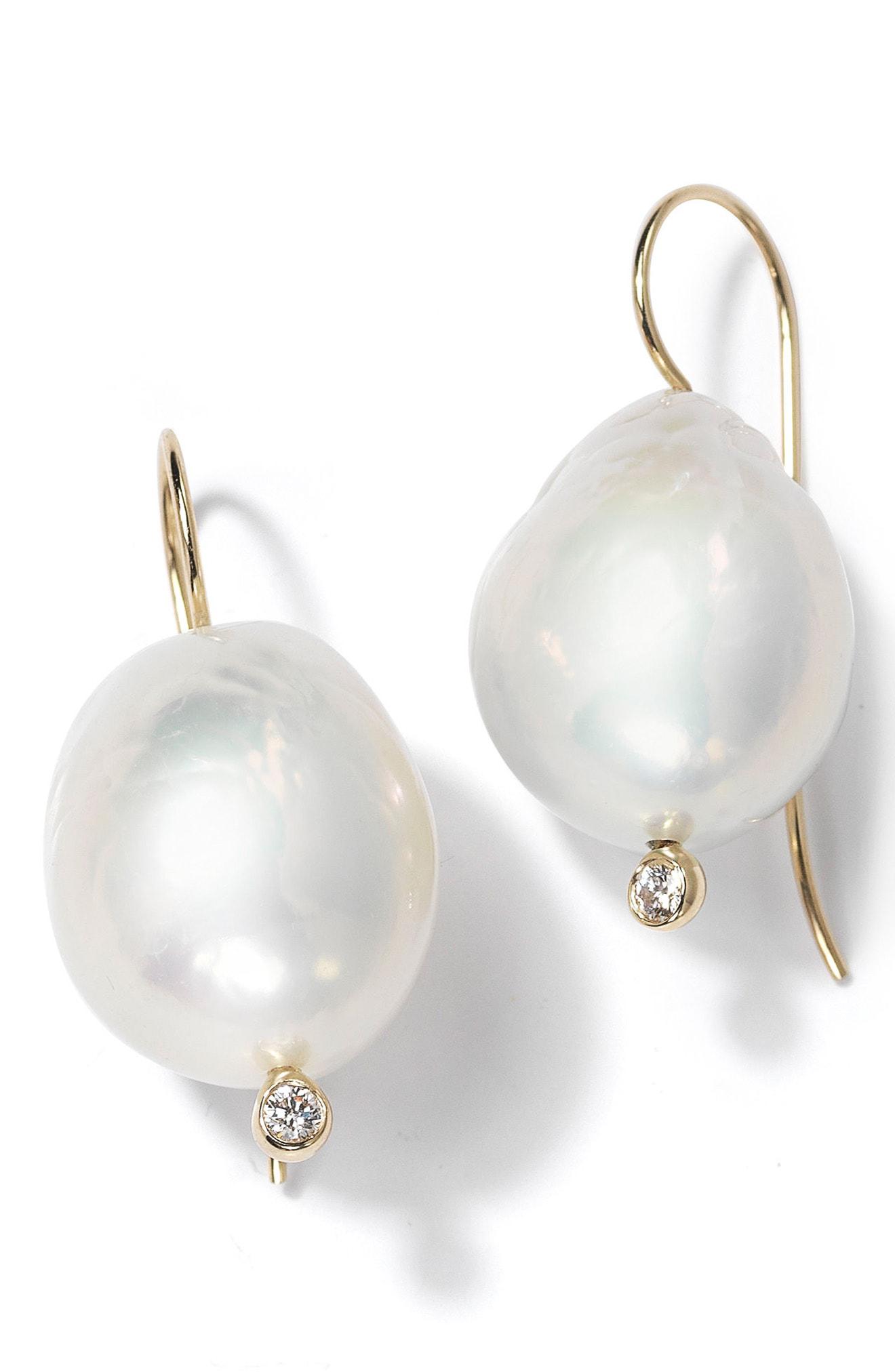 Lyst Mizuki Large Baroque Pearl Drop Earrings In White Mizuki Women S White Large Baroque Pearl Drop Earrings