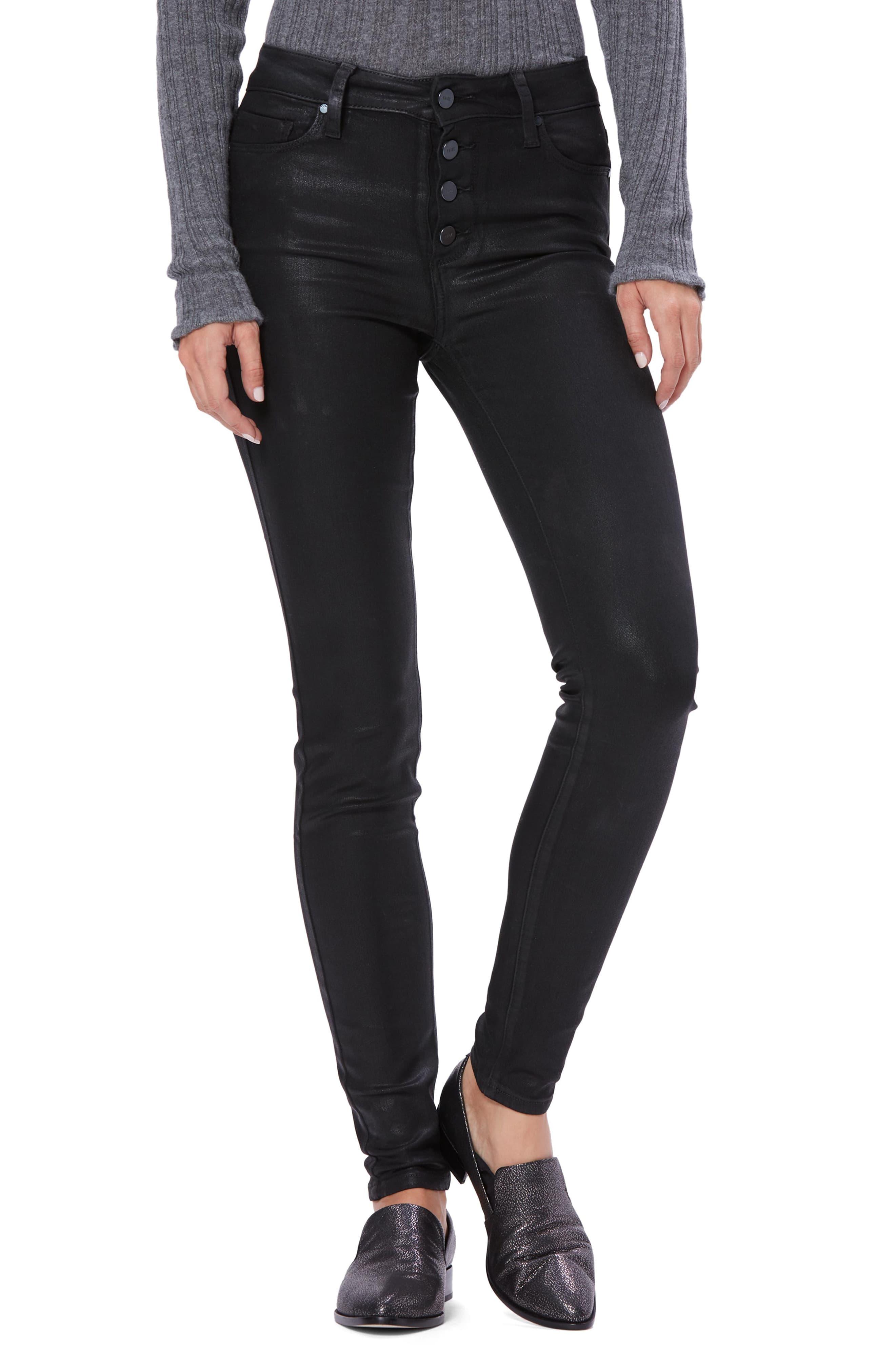 PAIGE Denim Transcend - Hoxton Coated High Waist Ultra Skinny Jeans in ...