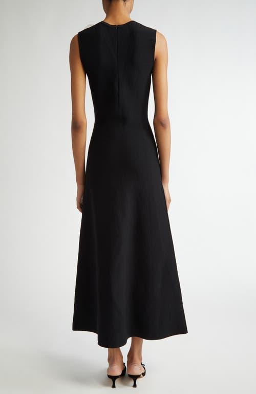 Lela Rose Rosette Embellished Sleeveless Milano Knit Dress in Black | Lyst