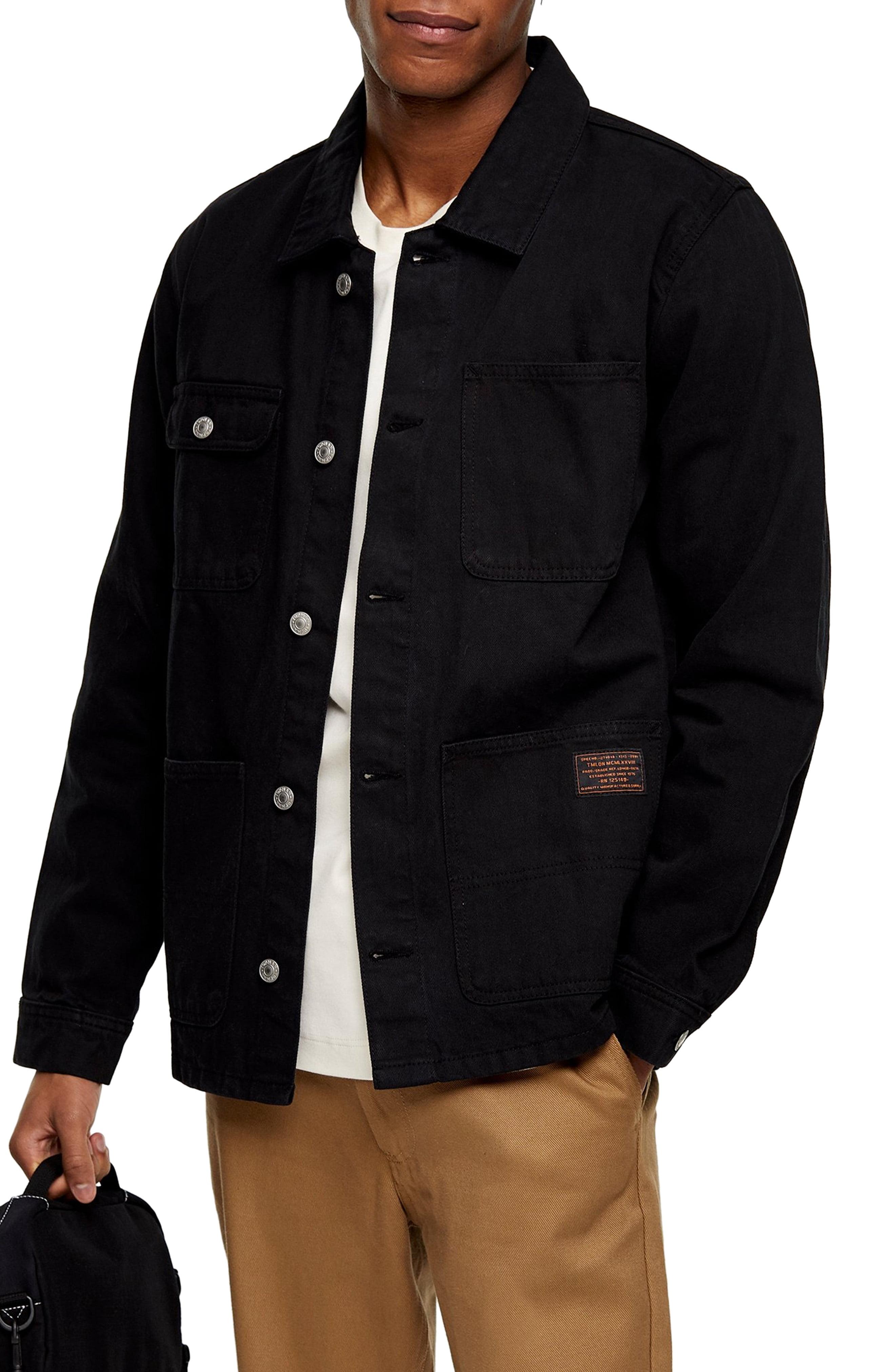 TOPMAN Classic Fit Denim Chore Jacket in Black for Men - Lyst