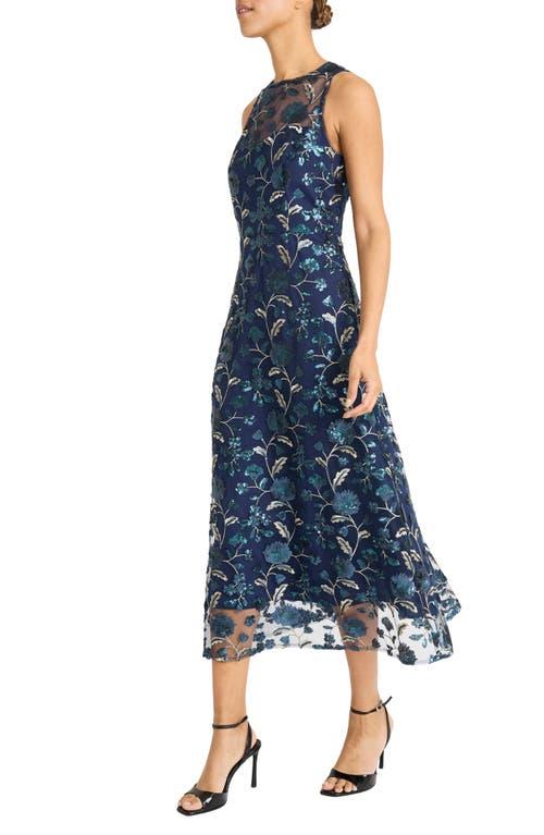Maggy London Sequin Floral Fit & Flare Cocktail Dress in Blue | Lyst