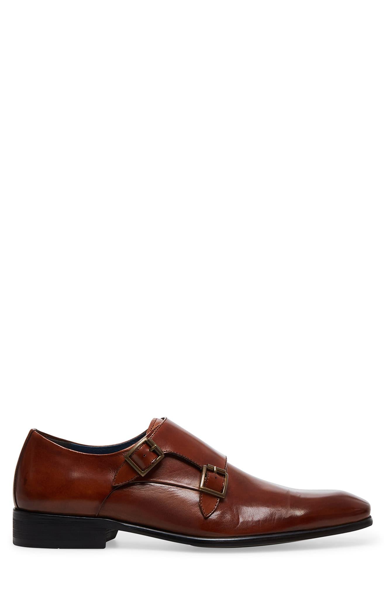 Steve Madden Leather Beaumont Double Monk Strap Shoe in Cognac Leather ...