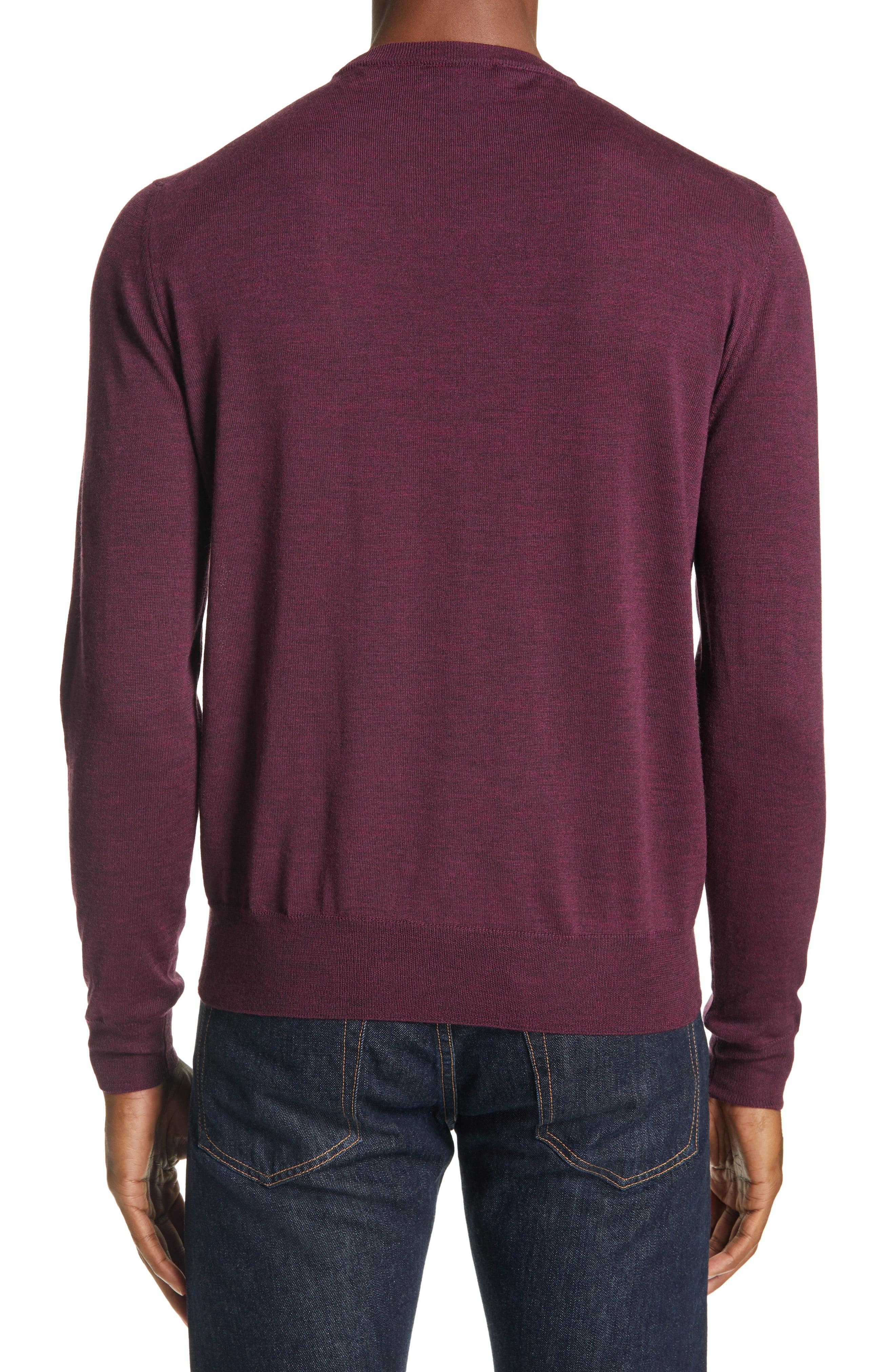 Canali Crewneck Wool Sweater in Burgundy (Purple) for Men - Lyst