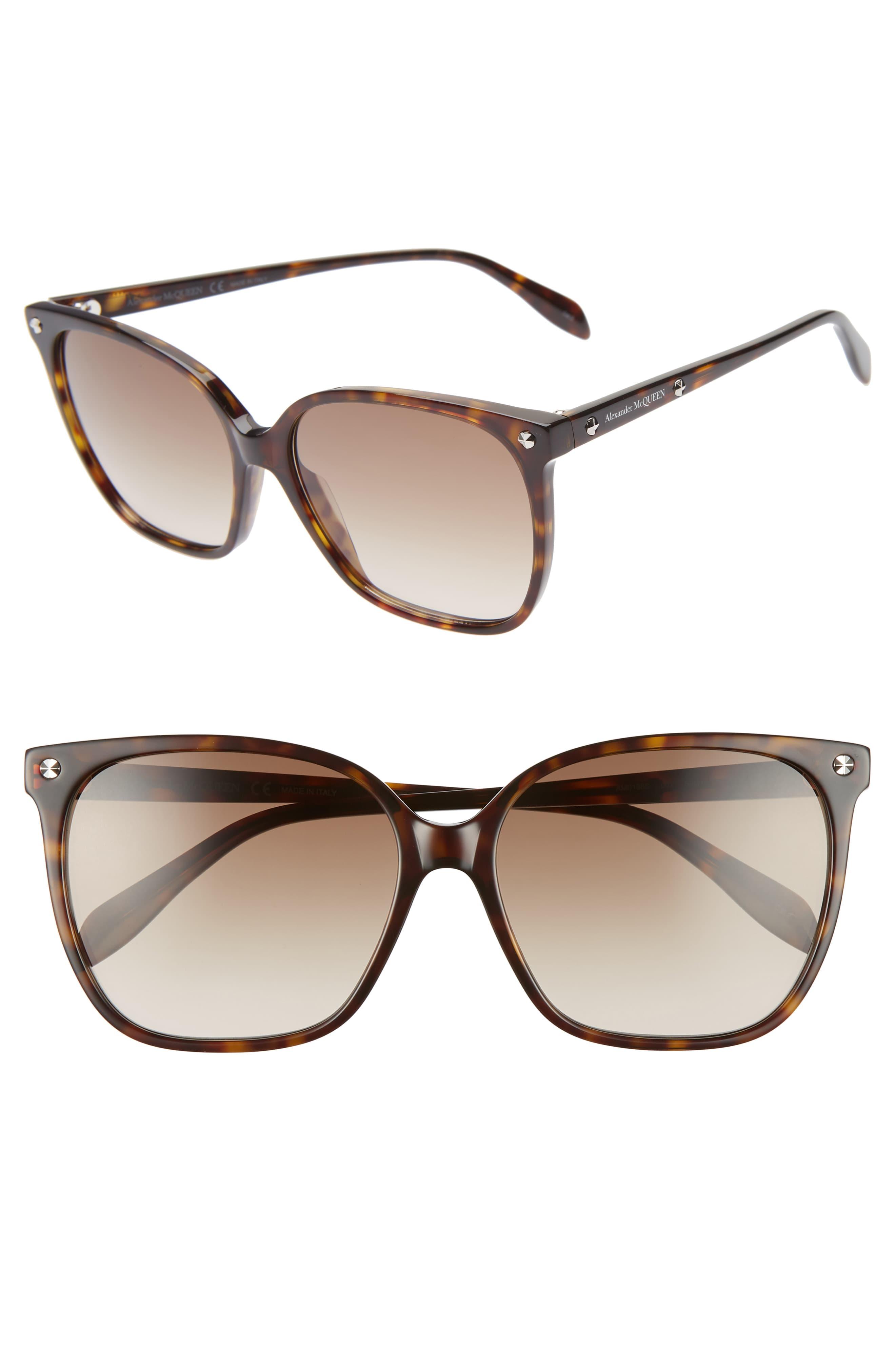 Alexander McQueen 59mm Butterfly Sunglasses - Dark Havana/ Grey in Gray ...