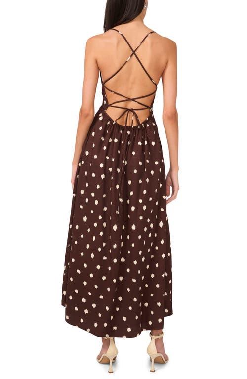 1.STATE Polka Dot Lace-Up Maxi Dress in Brown | Lyst