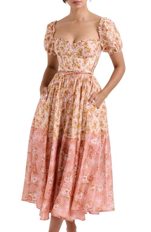 House Of Cb Penelope Floral Puff Sleeve Corset Maxi Dress | Lyst