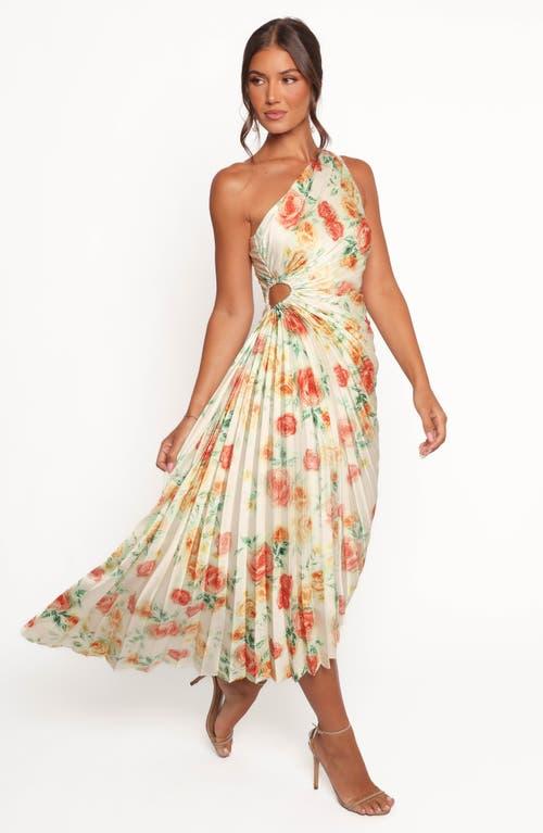 Petal & Pup Kleo Floral Pleated One-Shoulder Satin Cocktail Dress in  Metallic | Lyst
