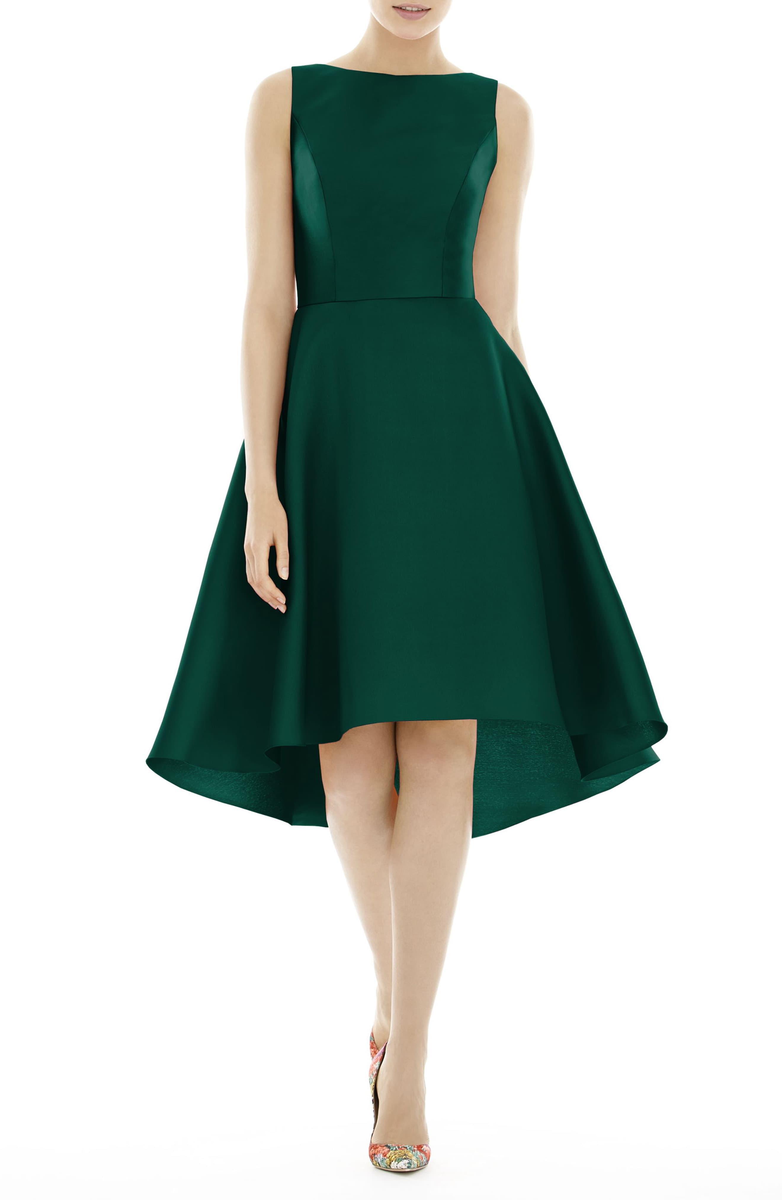 green satin cocktail dress