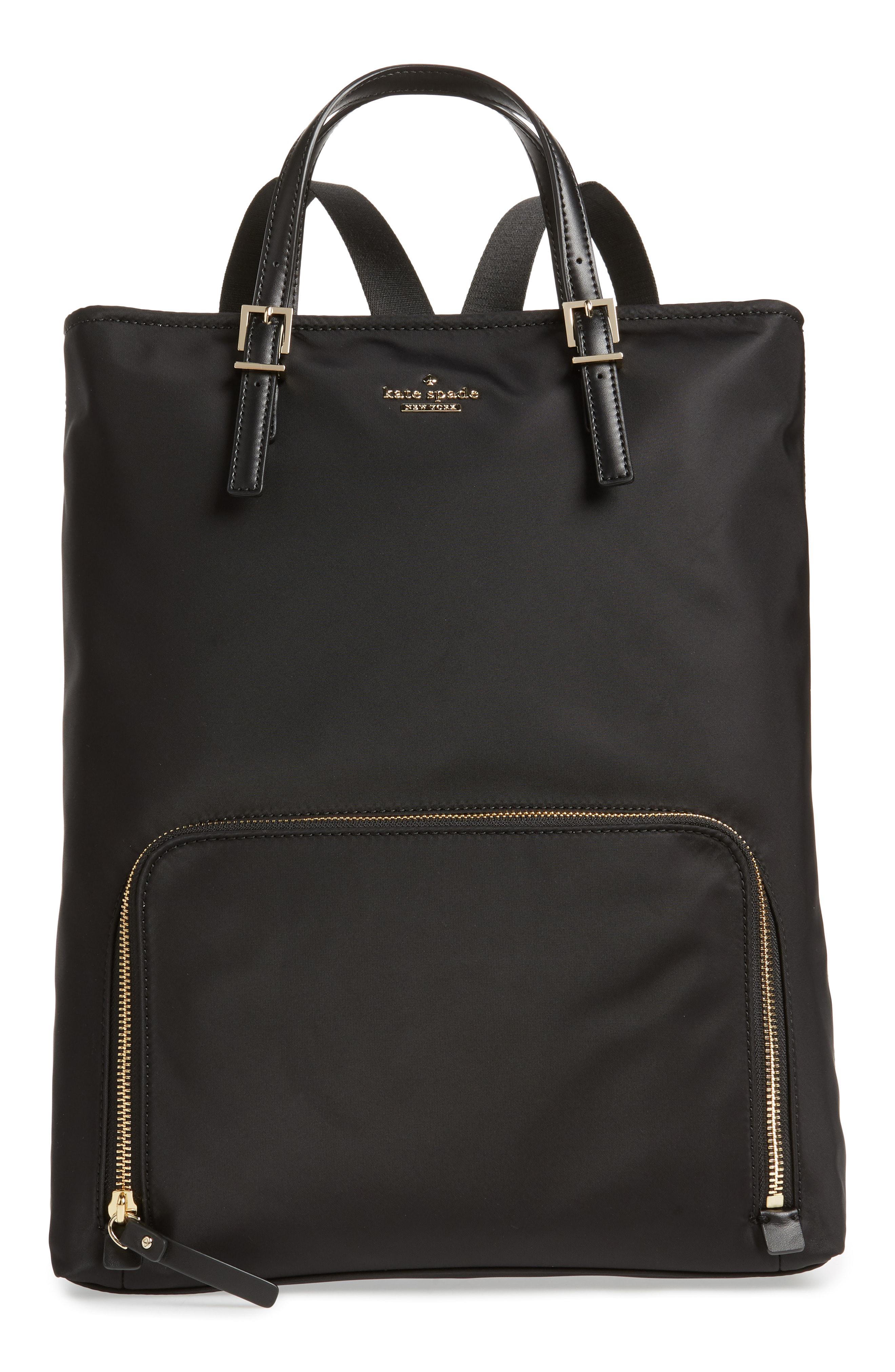 Kate Spade Synthetic Convertible Nylon Backpack in Black/Gold (Black