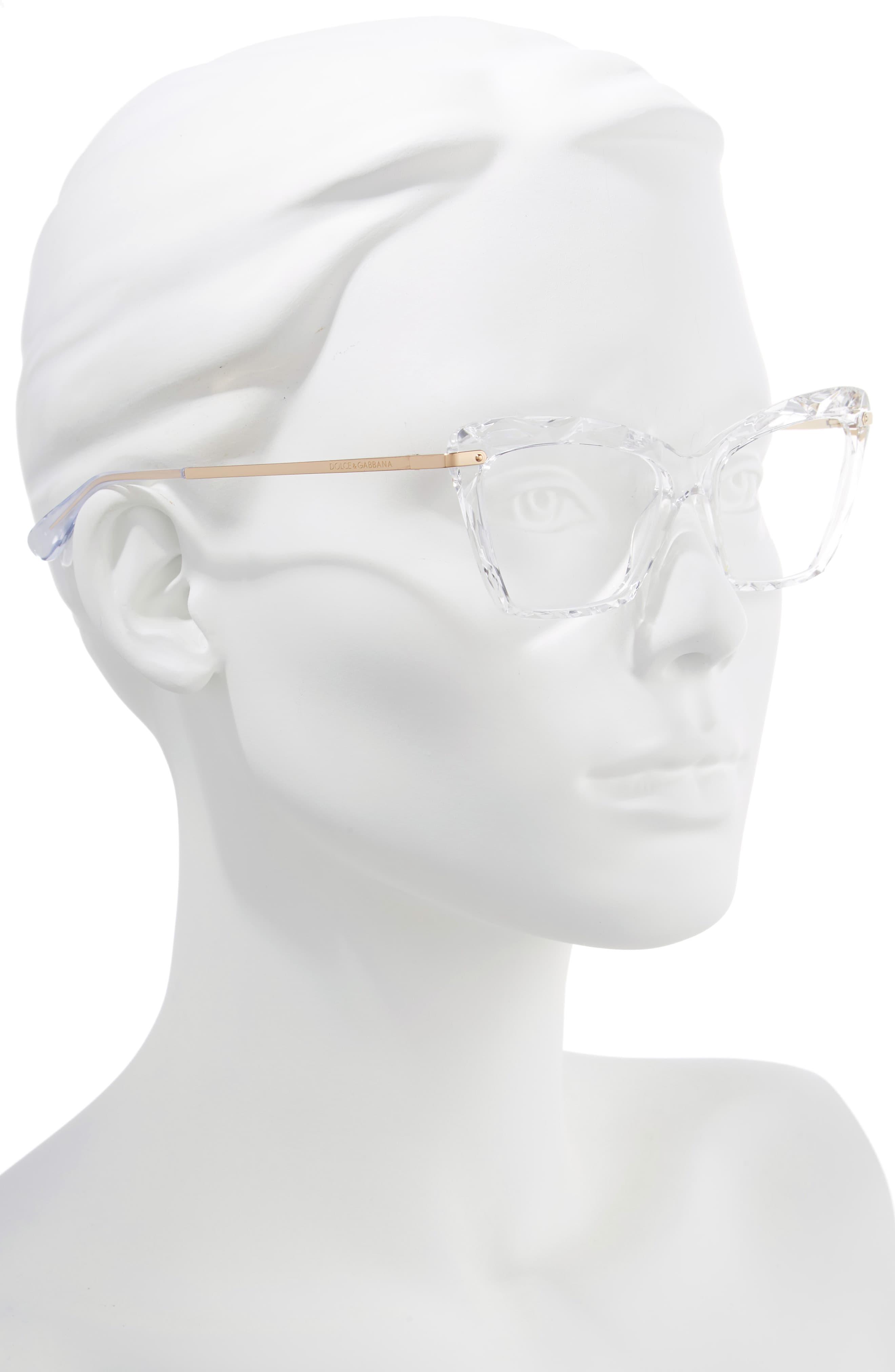 Dolce & Gabbana 53mm Cat Eye Optical Glasses - Crystal/ Gold in