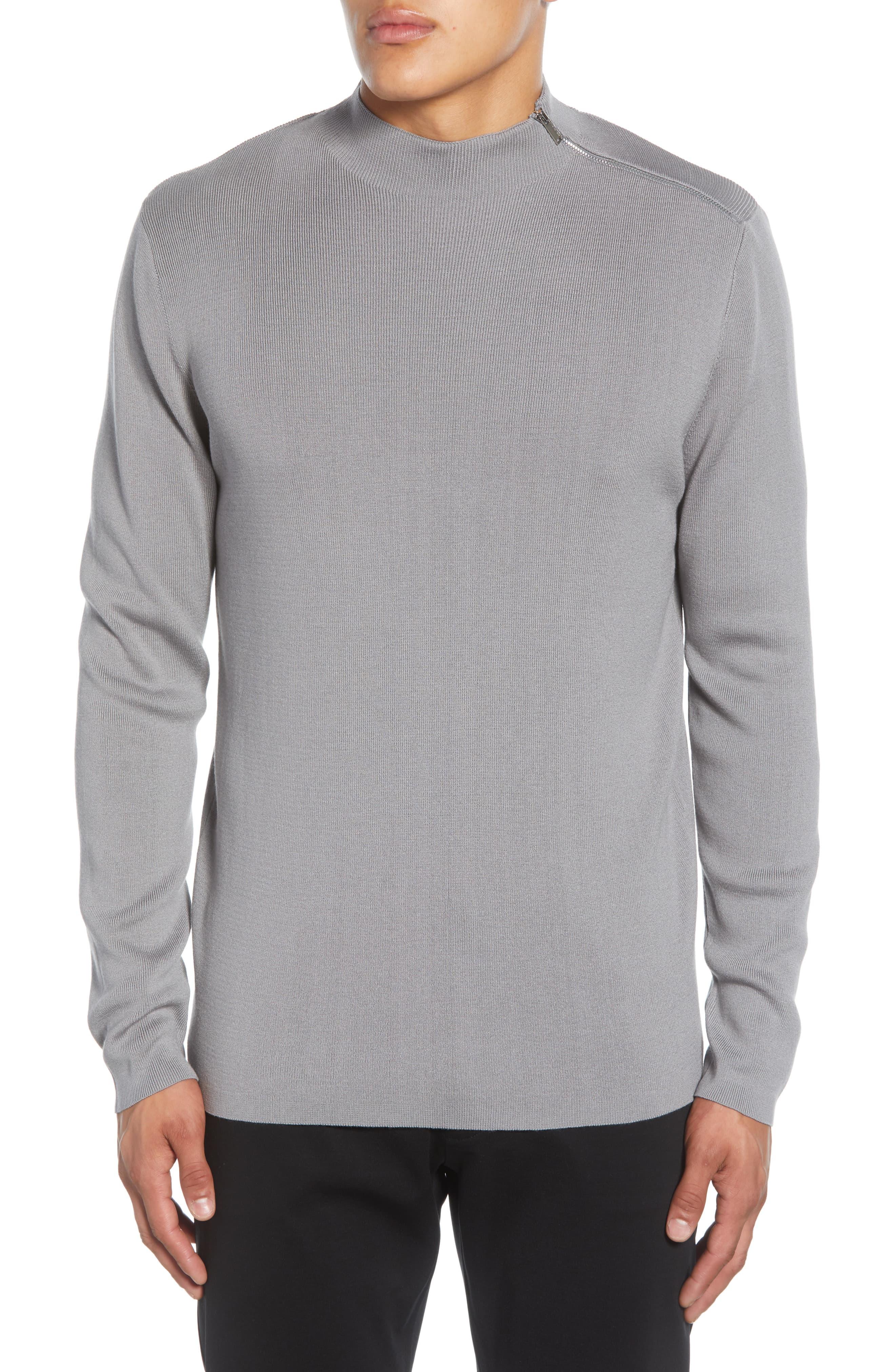 Karl Lagerfeld Shoulder Zip Cotton Blend Sweater in Grey (Gray) for Men ...