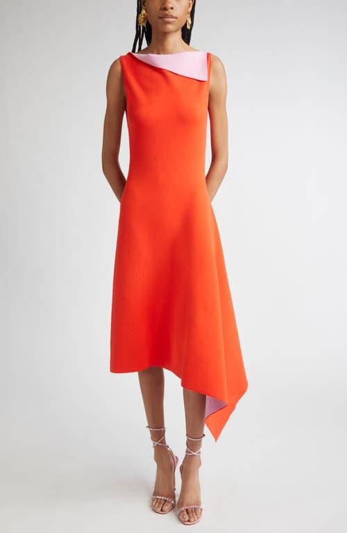 oscar midi dress orange Silk Midi Length Dress