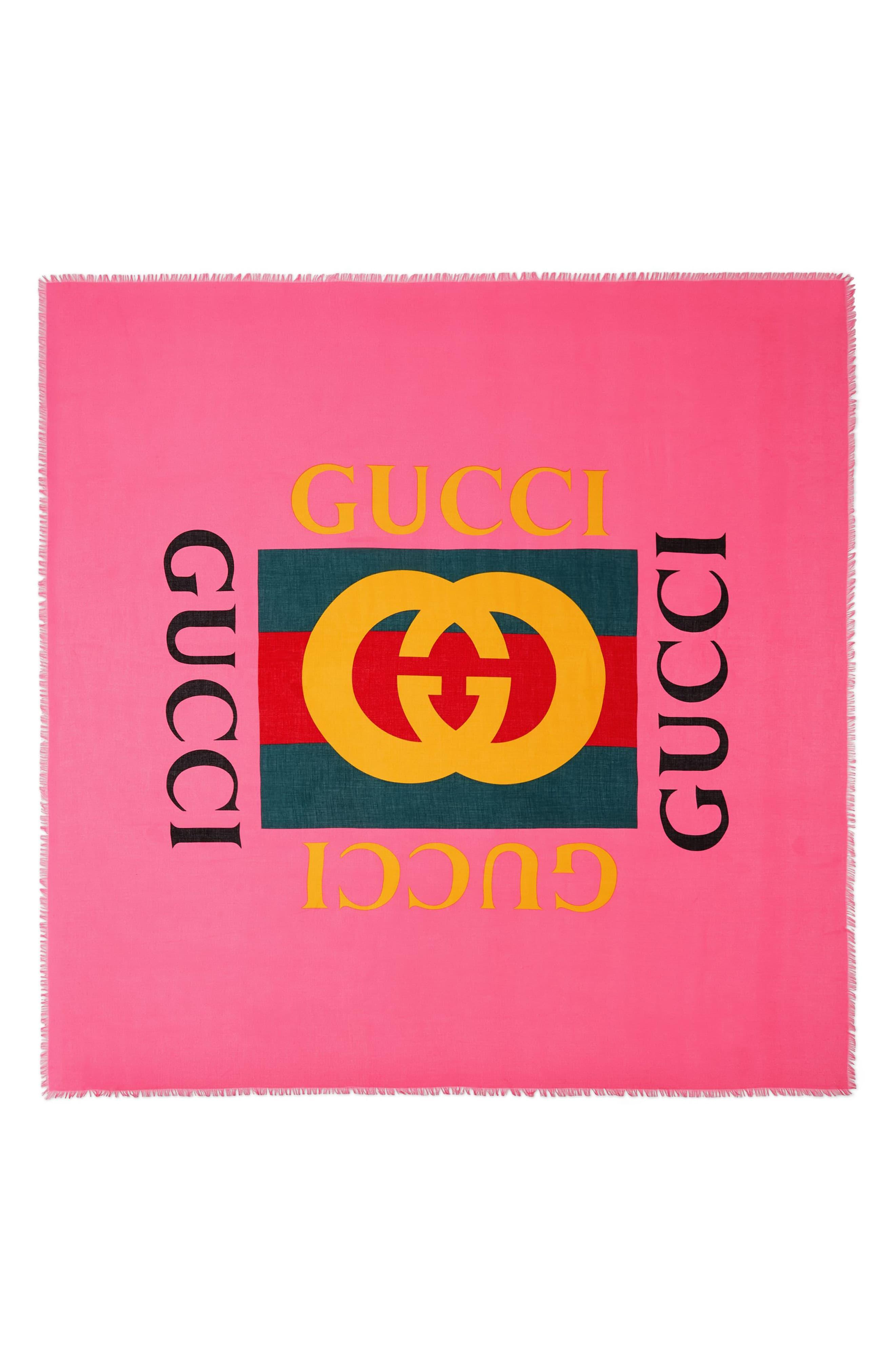 Gucci Logo Modal Silk Shawl in Pink - Lyst