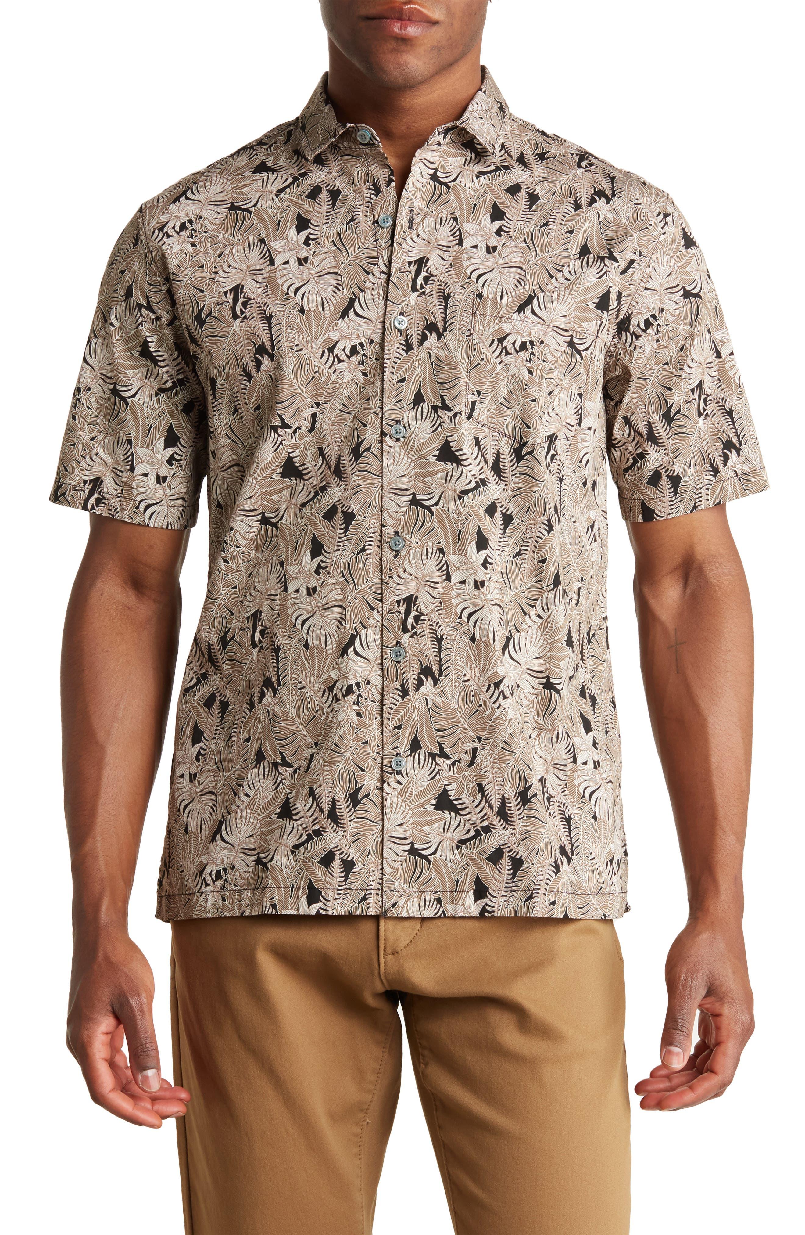 Tori Richard Awning Leaf Print Short Sleeve Button-up Shirt in Brown for  Men | Lyst