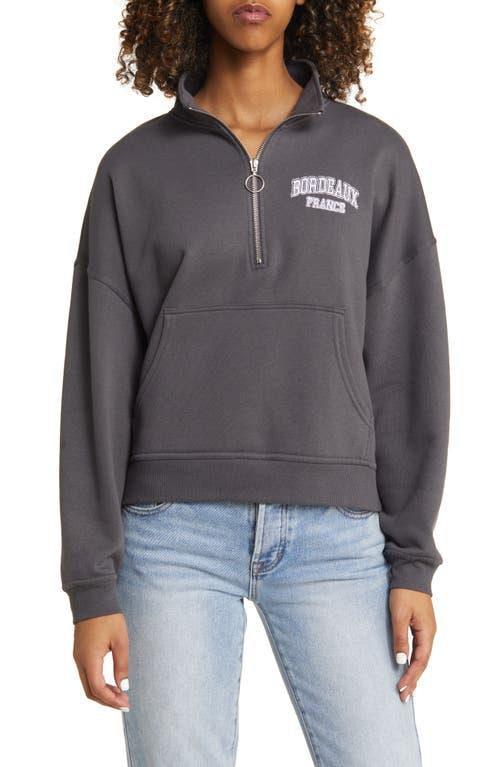 THE VINYL ICONS Embroidered Bordeaux Half Zip Pullover in