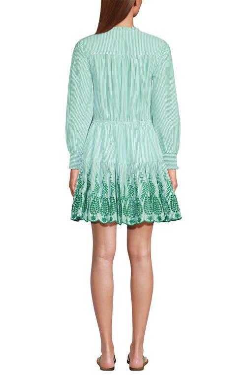 lands end embroidered dress Women's Embroidered Above the Knee Tie Neck Dress