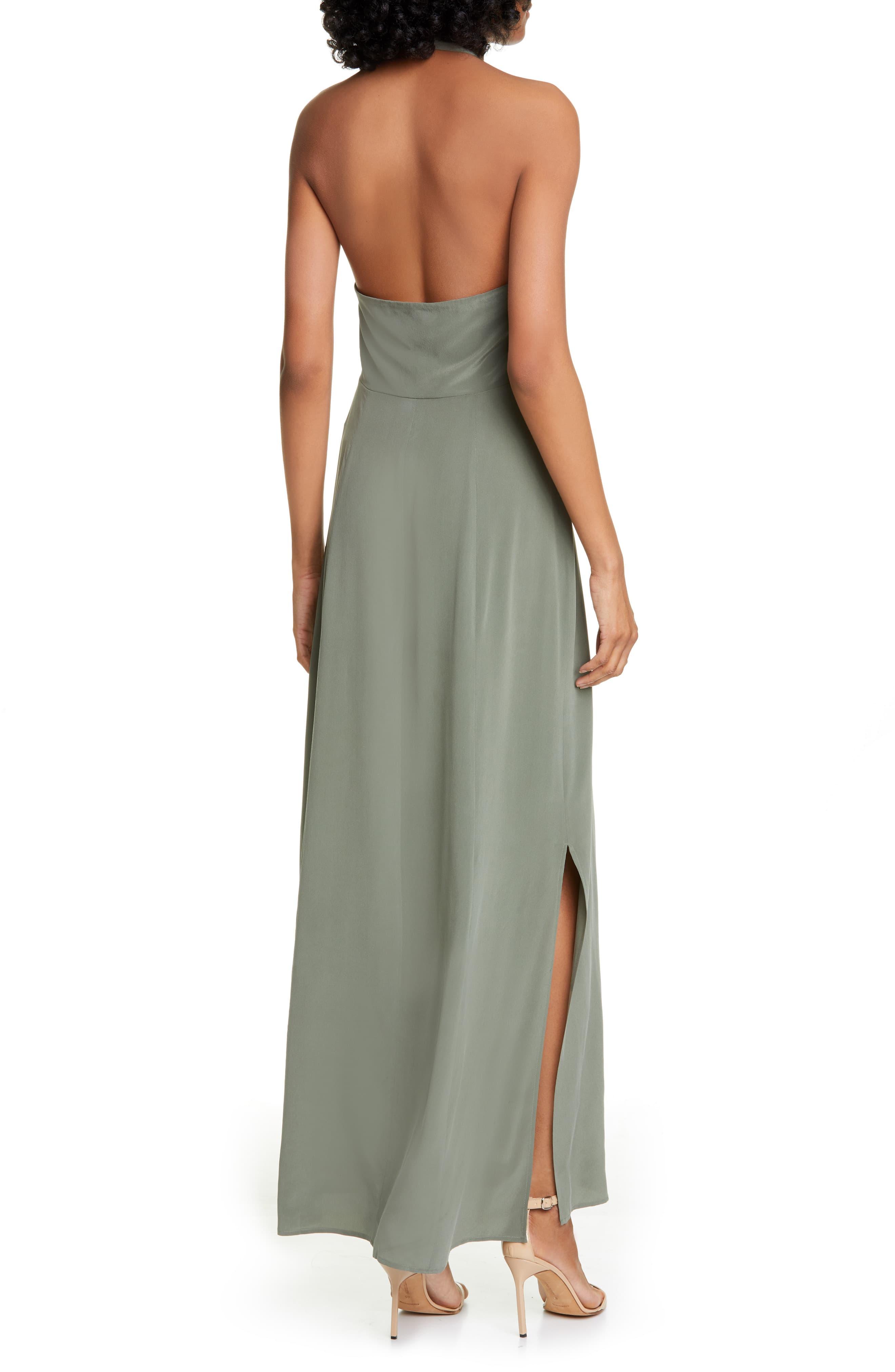 silk halter maxi dress