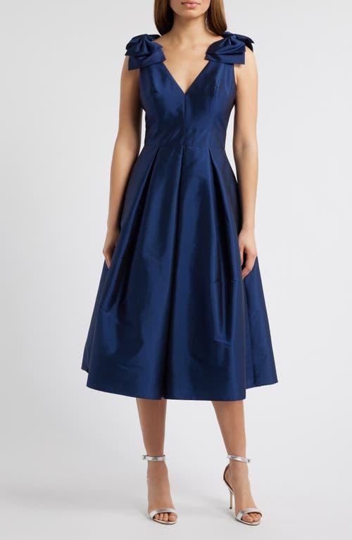 Eliza J Bow Shoulder Taffeta Cocktail Midi Dress in Blue Lyst