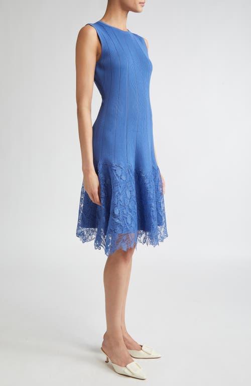 Lela Rose Lace Trim Sleeveless Rib Dress in Blue Lyst