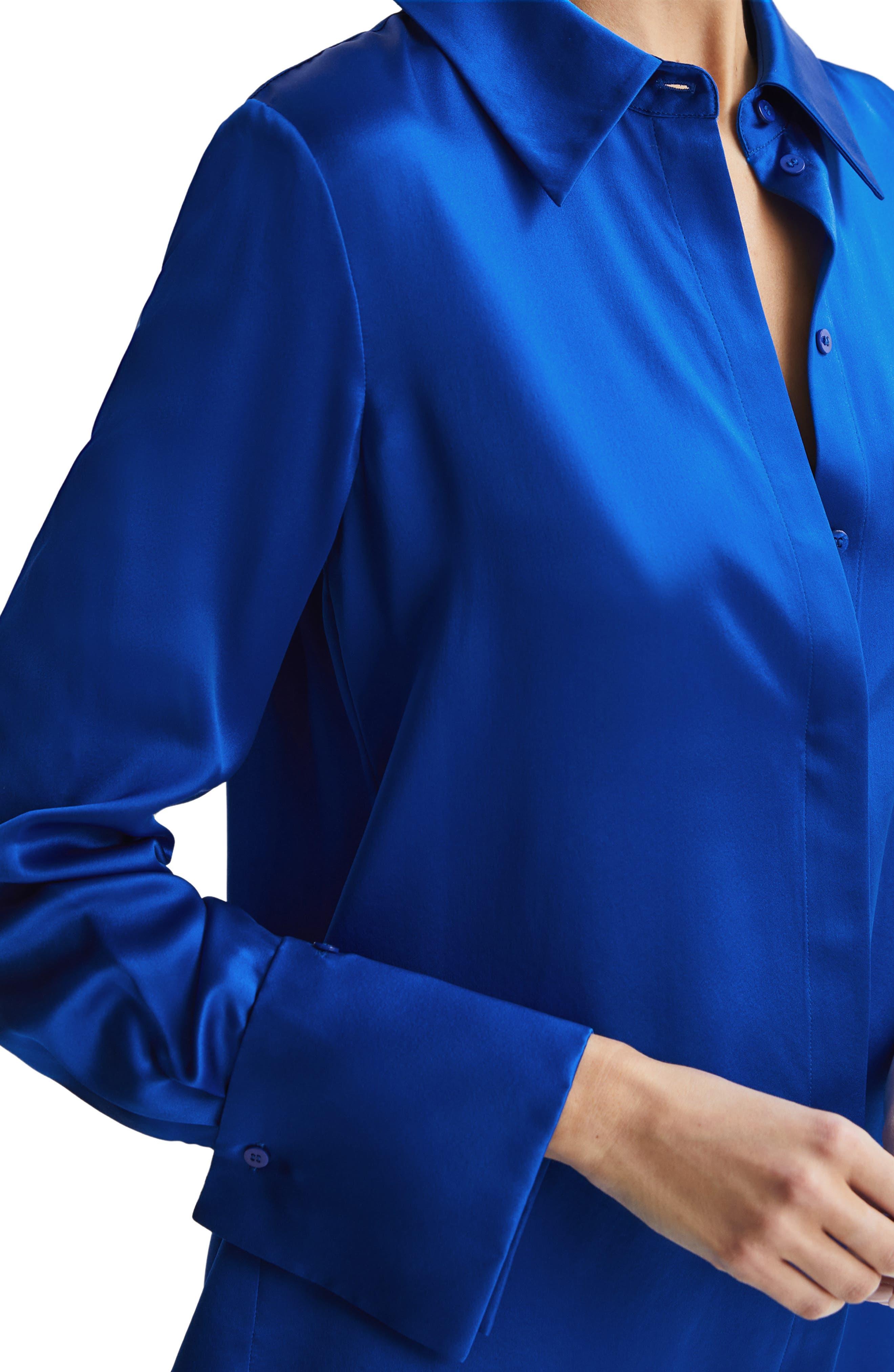 Reiss Haley Silk Button-up Shirt in Blue | Lyst