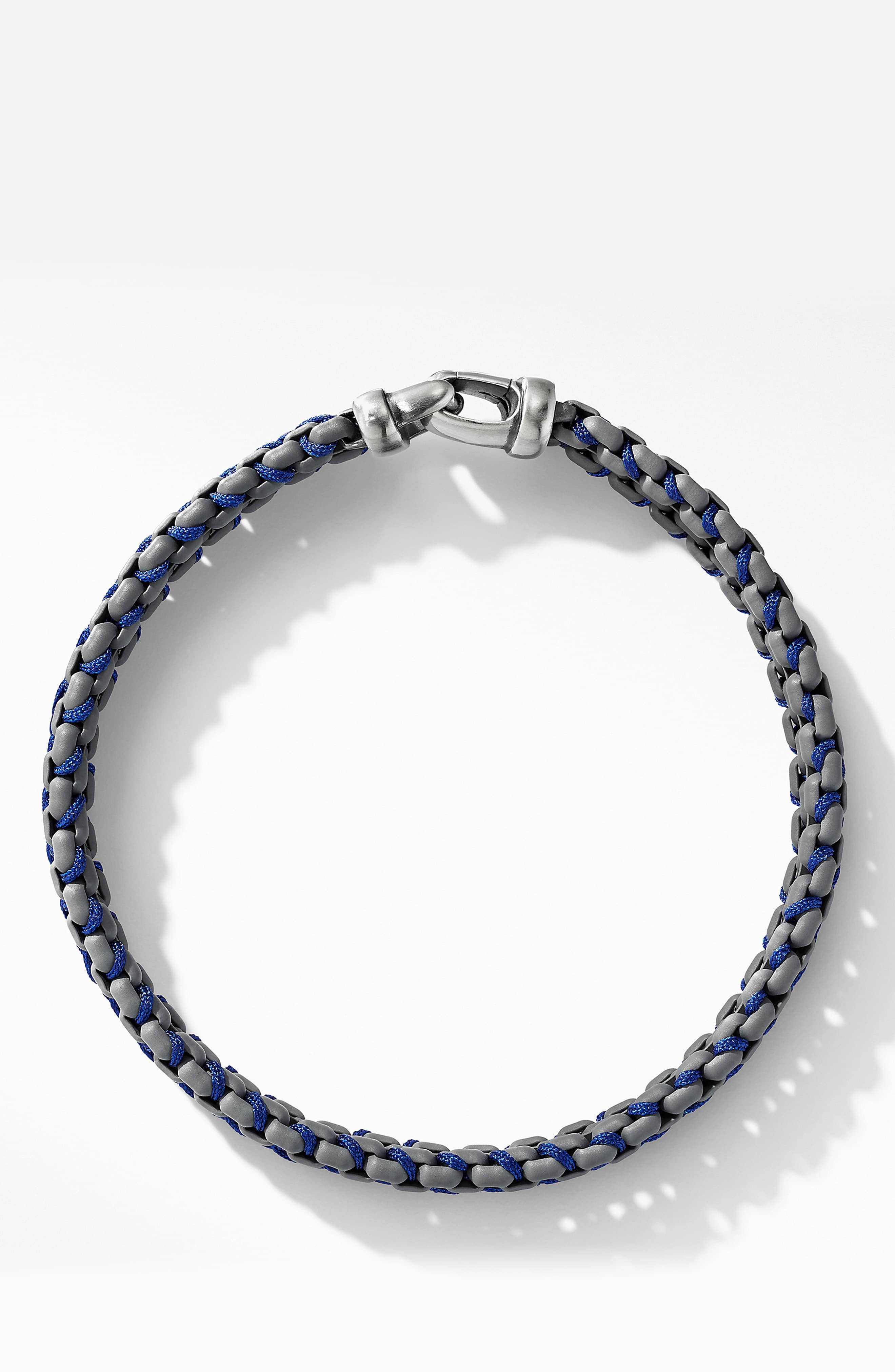 David Yurman Synthetic Woven Box Chain Bracelet in Grey/ Blue (Metallic