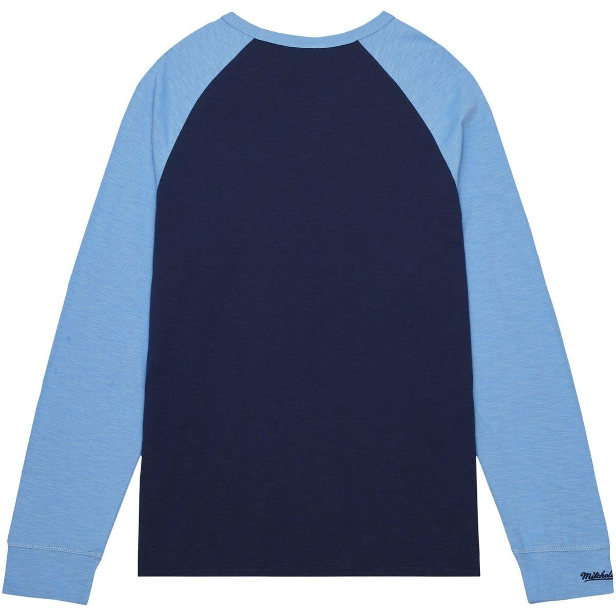 Men's Mitchell & Ness Blue New York Rangers Legendary Slub Hoodie Long Sleeve T-Shirt Size: Large