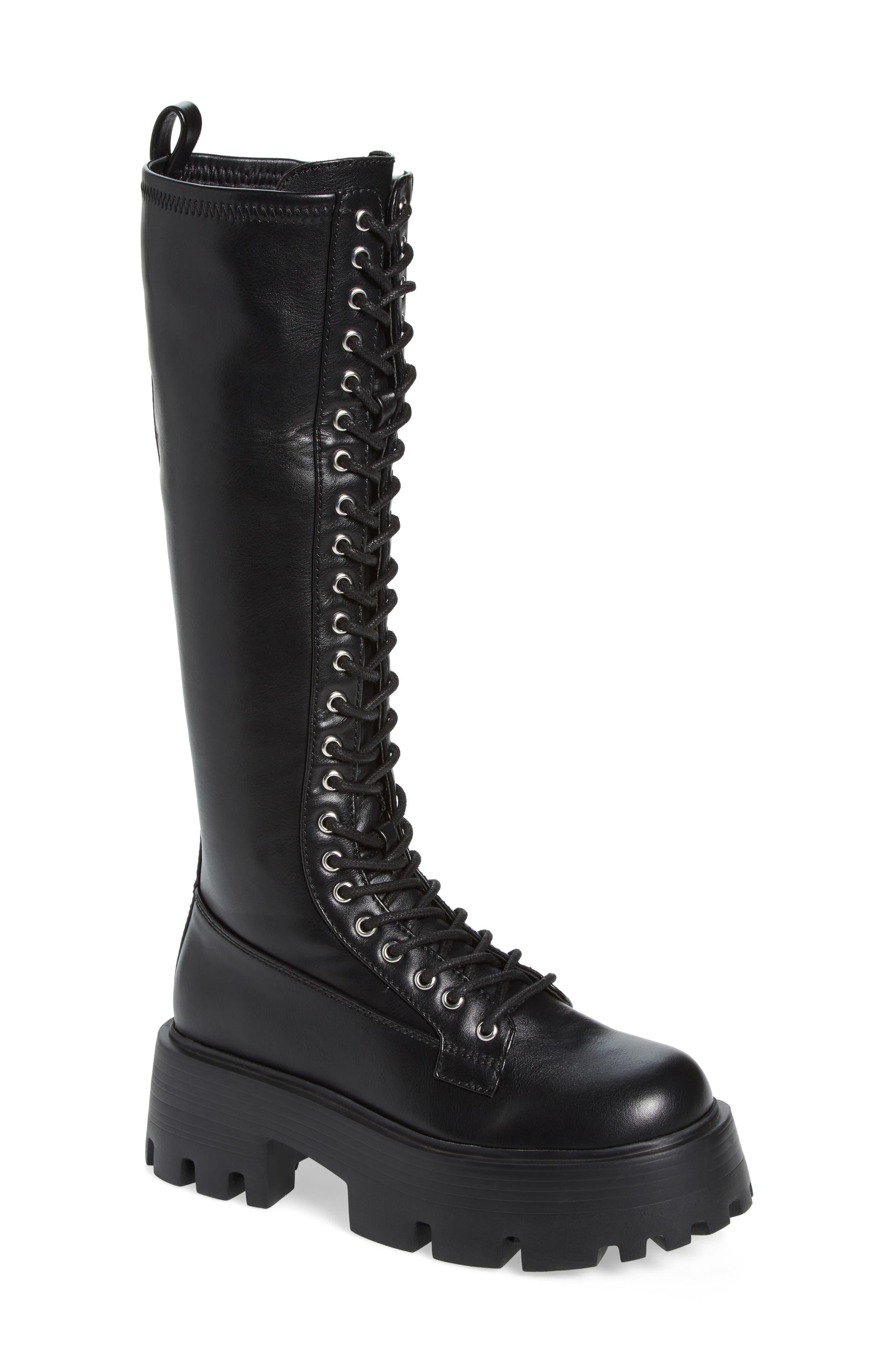 Steve Madden Hariet Knee High Combat Boot in Black | Lyst