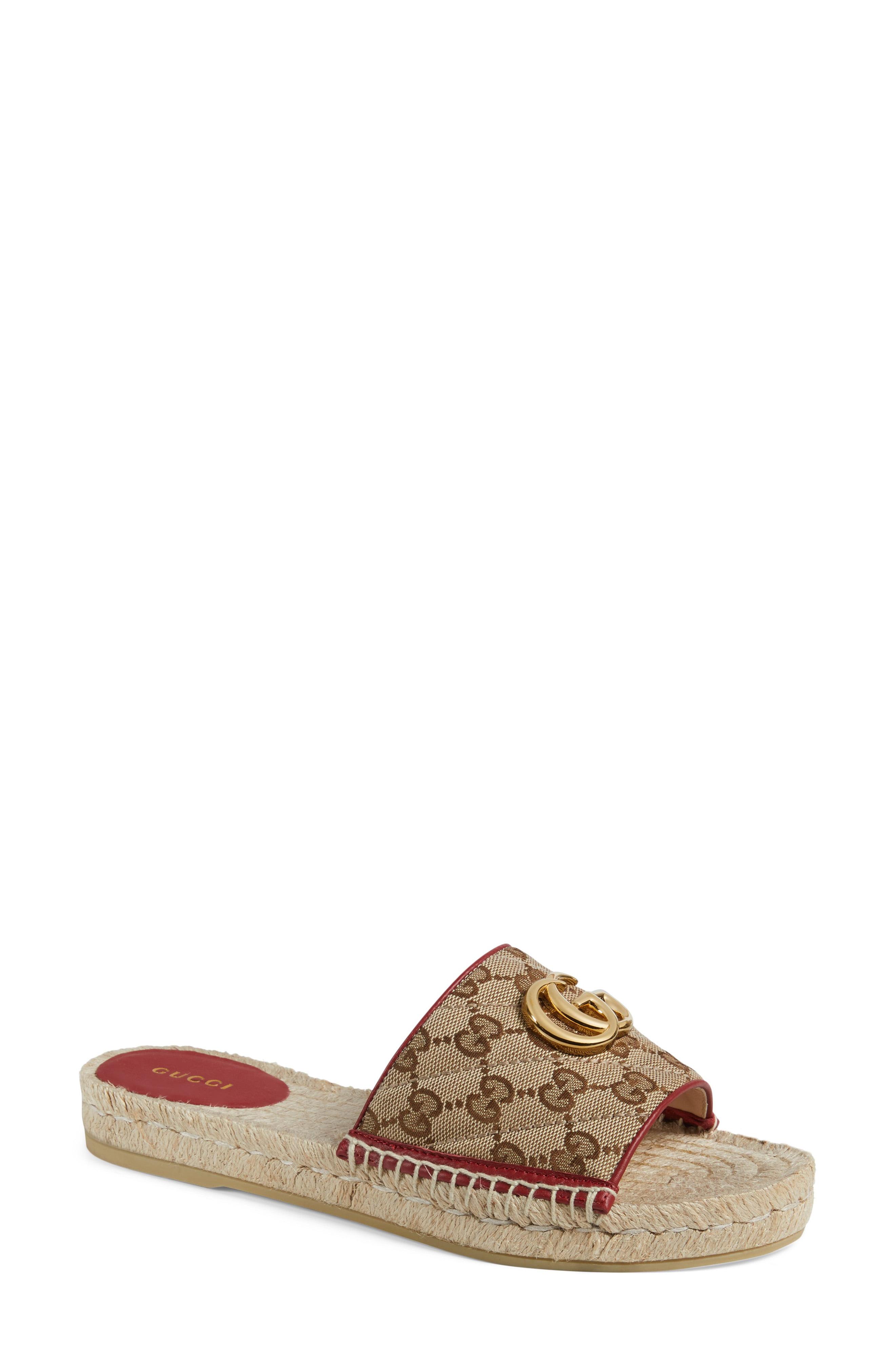 gucci women's gg matelassé canvas espadrille sandal