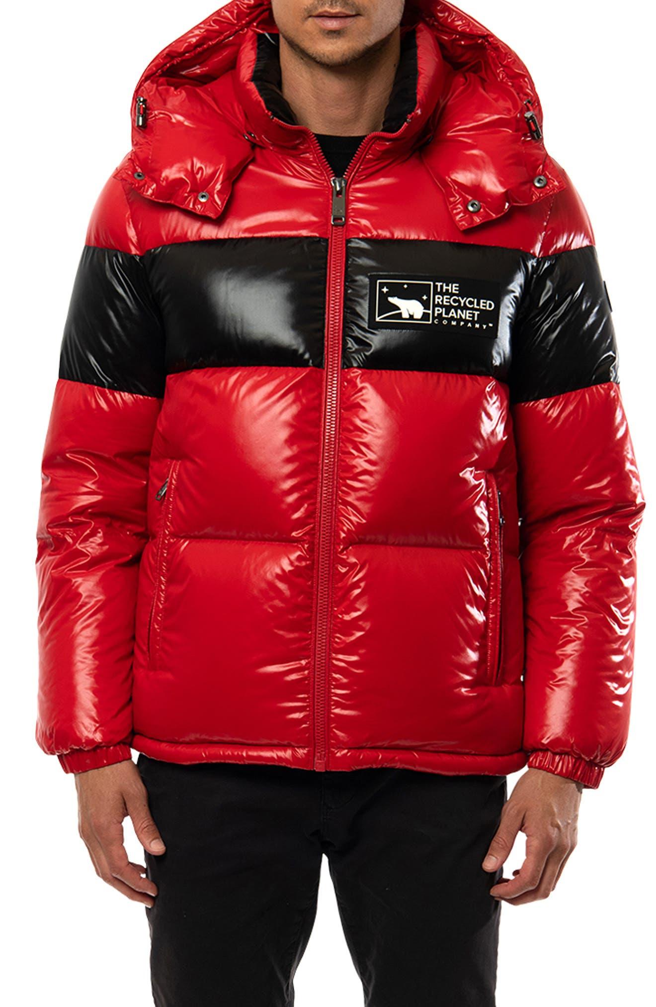 The Recycled Planet Company Reclaimed Down Puffer Coat With Removable Hood  in Red for Men | Lyst