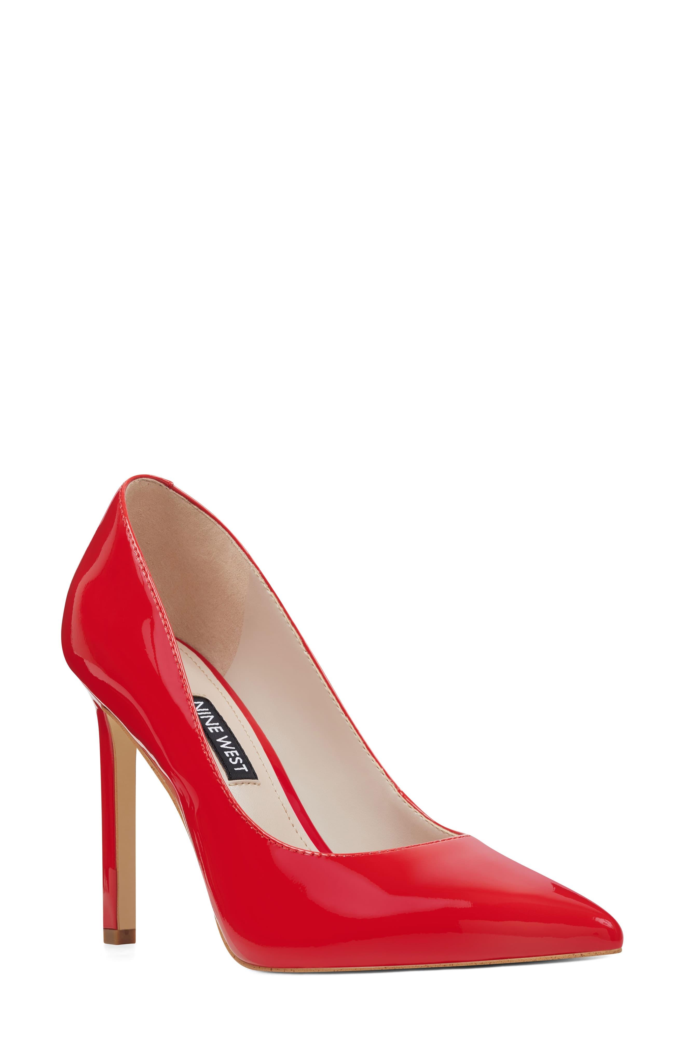 nine west red patent leather pumps