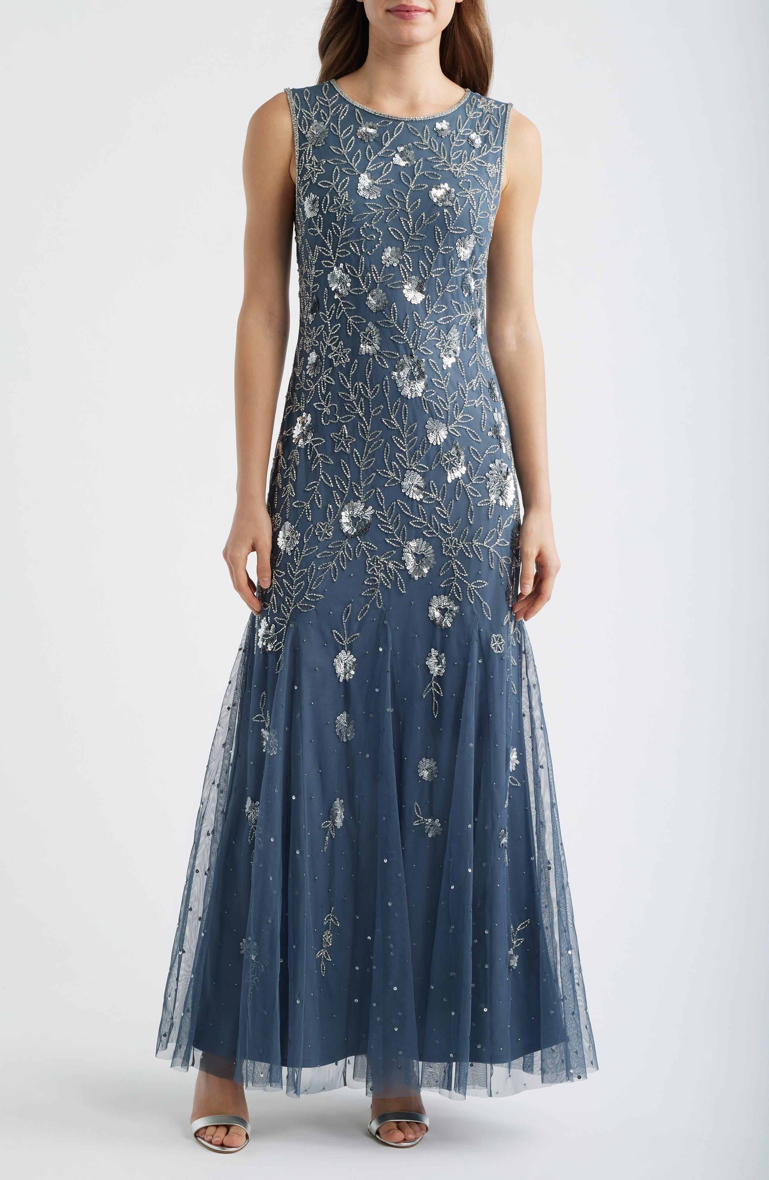 mid length champagne dress Shannon One Shoulder Dress, in Luxe Satin, Size: Large | Show Me Your Mumu Aidan Mattox - Sleeveless This strapless dress features 022525 Color:Aqua Silver