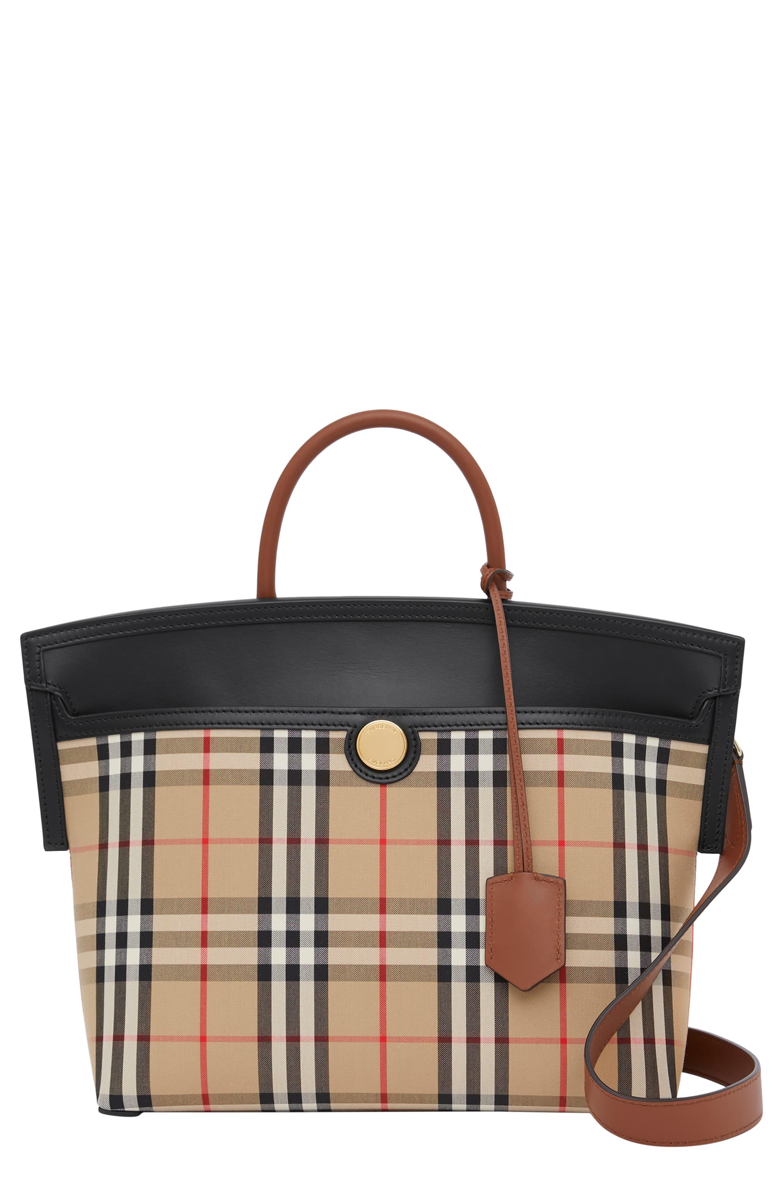 Burberry Kennedy Small Vintage Check Barrel Bag in Brown