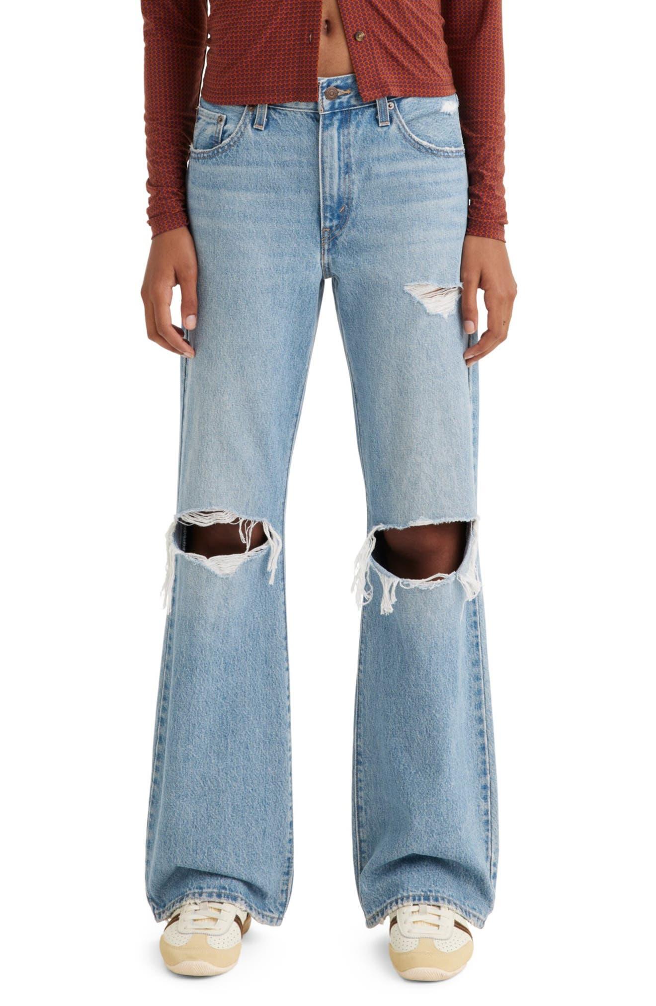 Levi's Ripped baggy Bootcut Jeans in Blue | Lyst