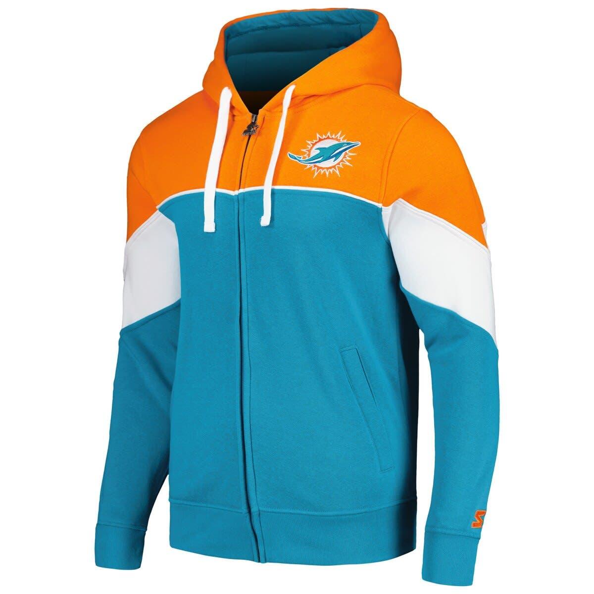 Starter /orange Miami Dolphins Locker Room Throwback Satin Varsity  Full-snap Jacket At Nordstrom in Blue for Men