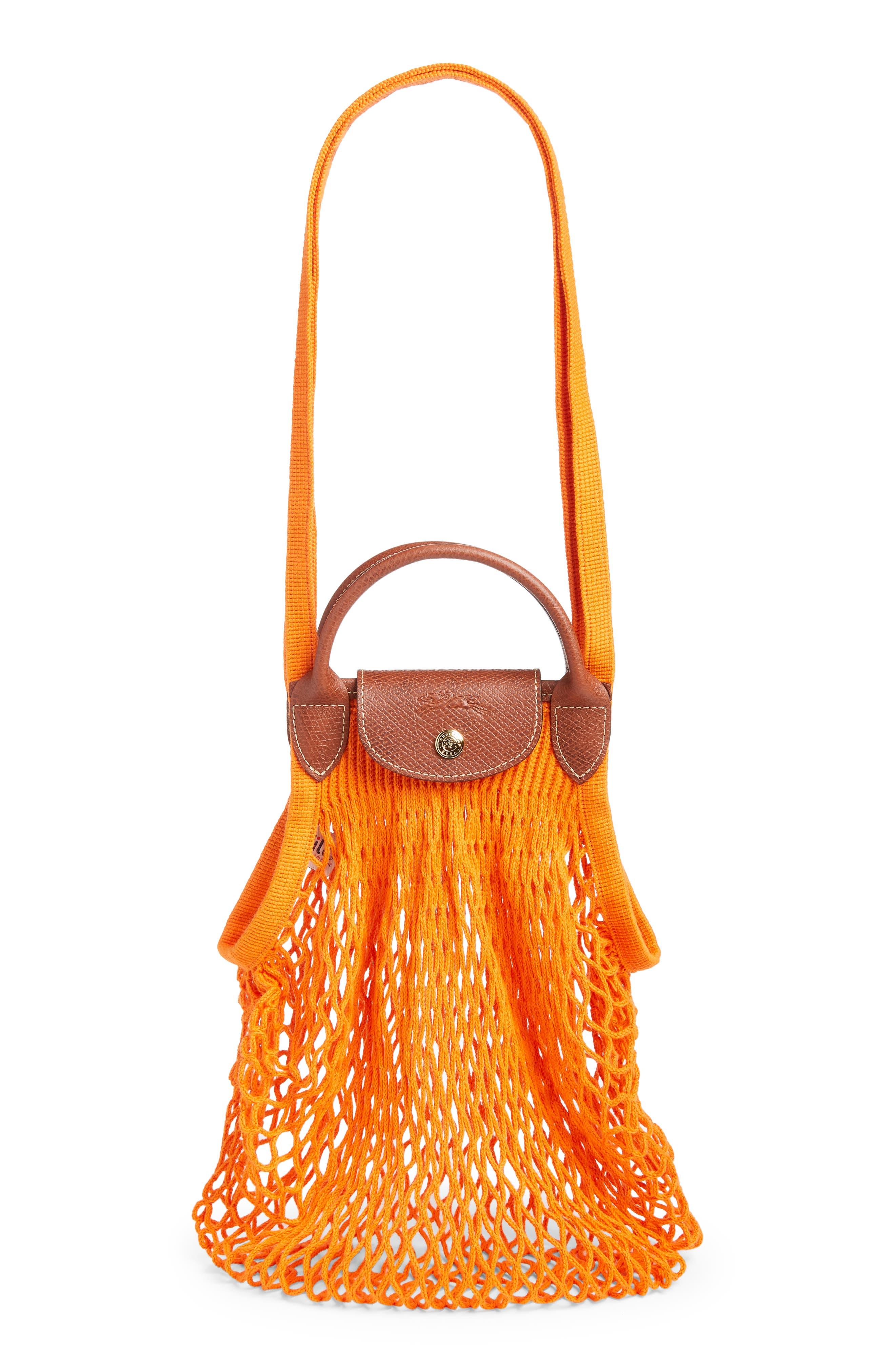 Longchamp Le Pliage Filet Knit Shoulder Bag in Orange Lyst