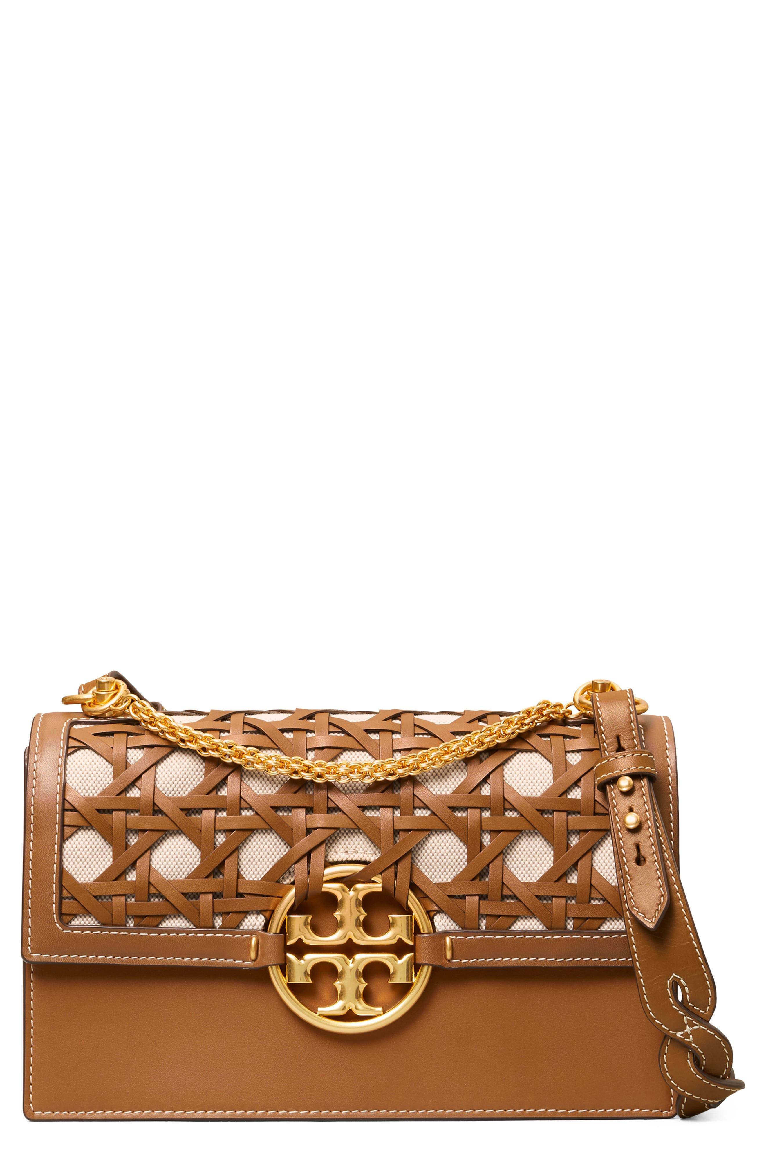 Tory Burch Miller Basket-weave Shoulder Bag in Brown | Lyst