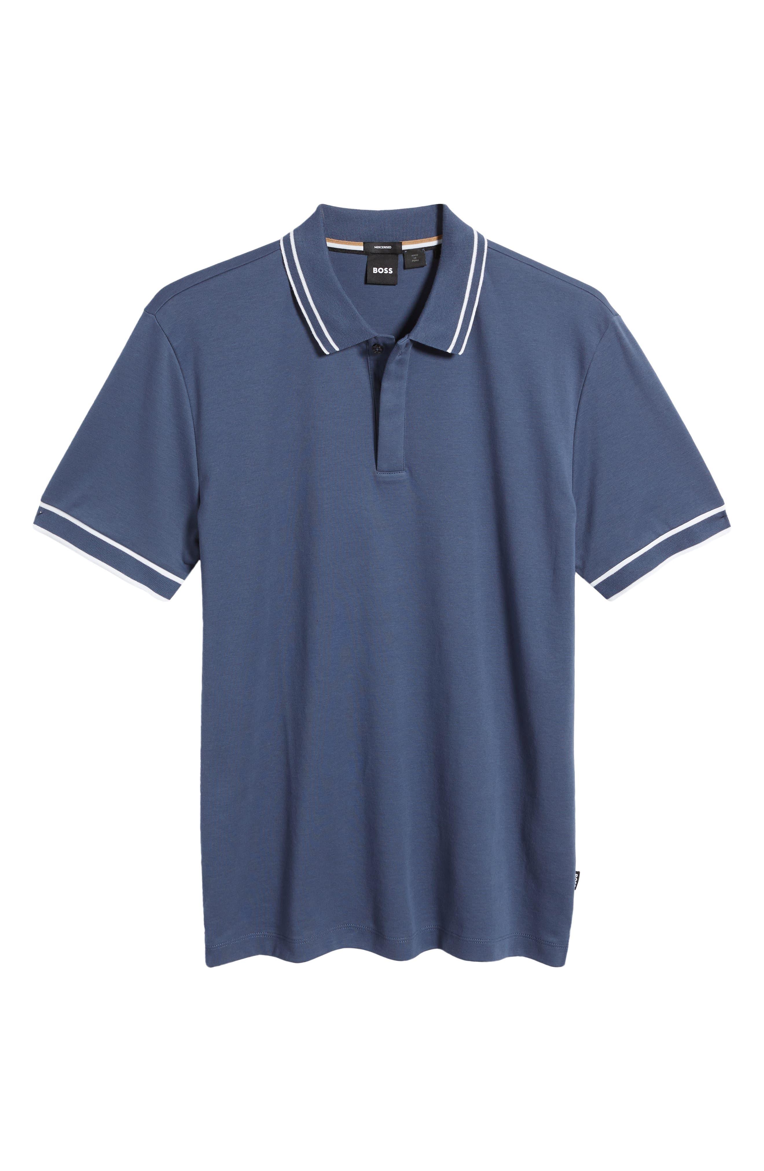 BOSS by HUGO BOSS Parlay Tipped Cotton Polo in Blue for Men Lyst