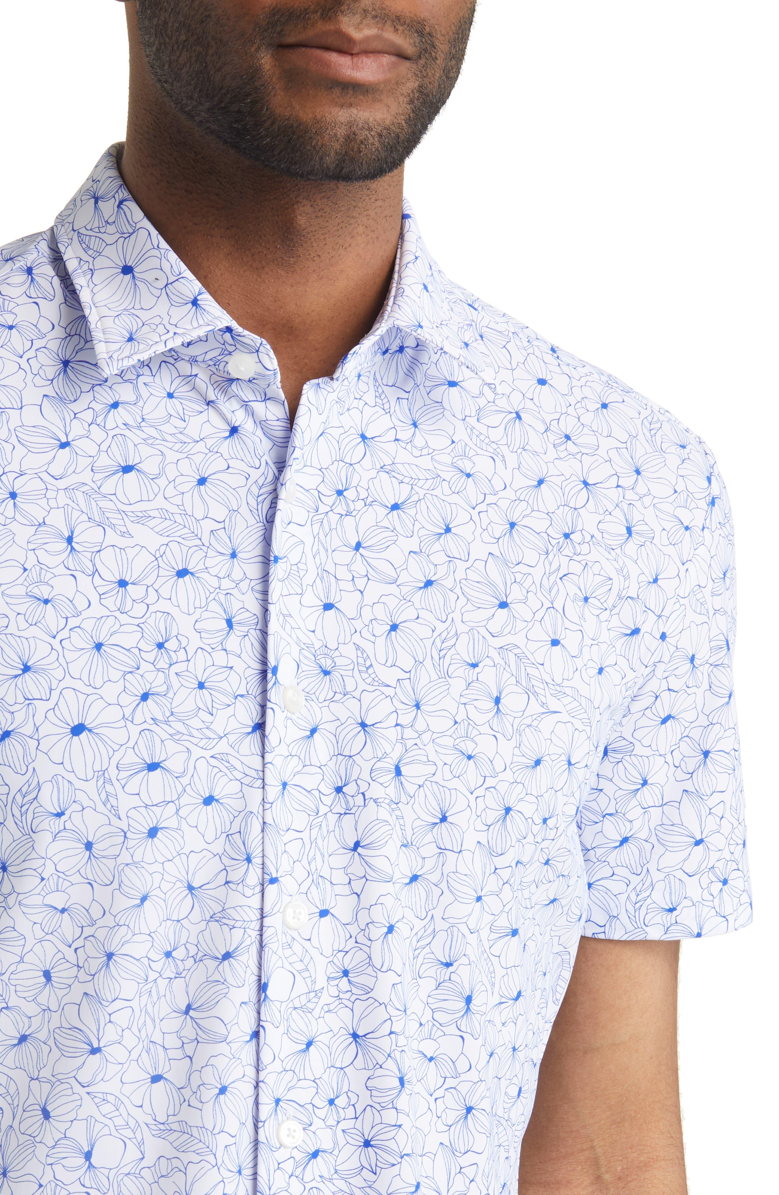 BOSS by HUGO BOSS Roane Slim Fit Short Sleeve Button-up Shirt in White for  Men | Lyst