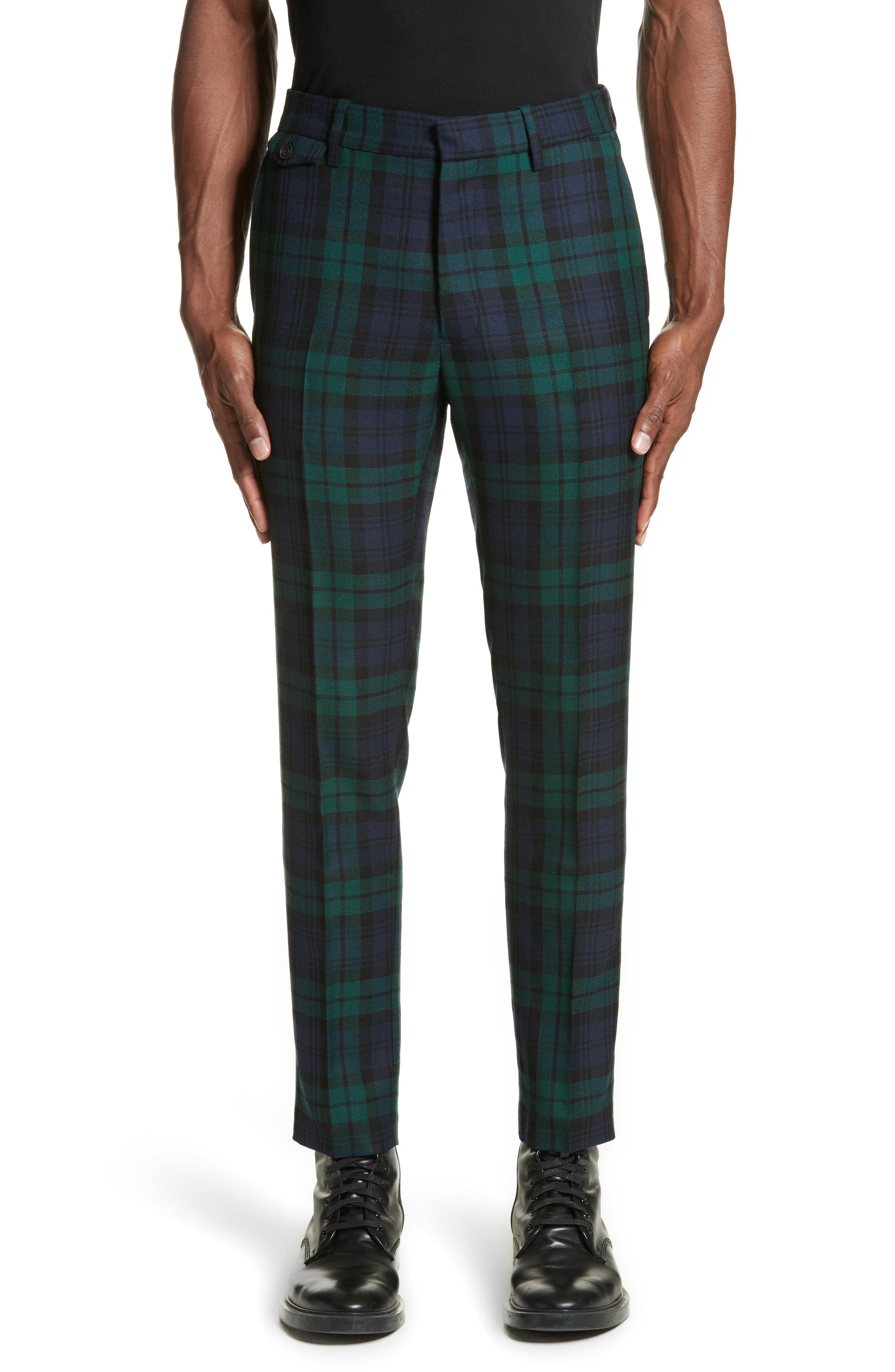 Burberry Serpentine Check Wool Pants in Blue for Men - Lyst
