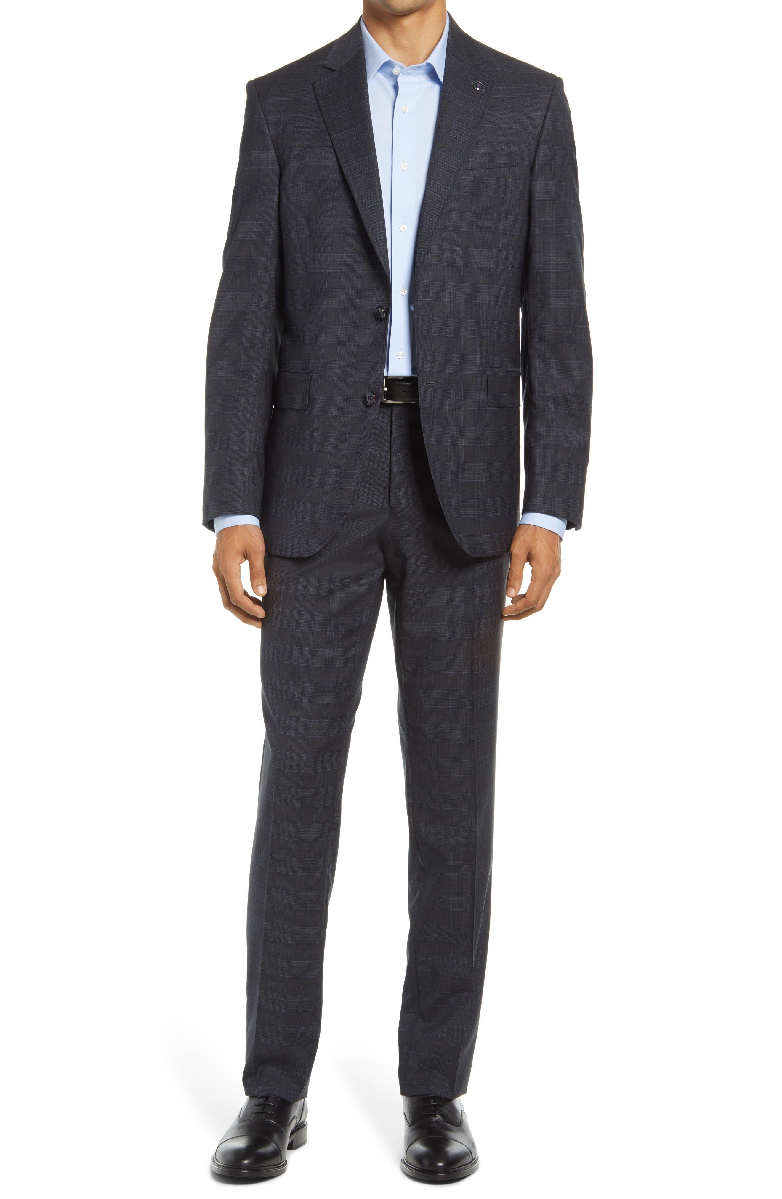 Ted Baker Jay Trim Fit Stretch Plaid Wool Suit in Black for Men | Lyst