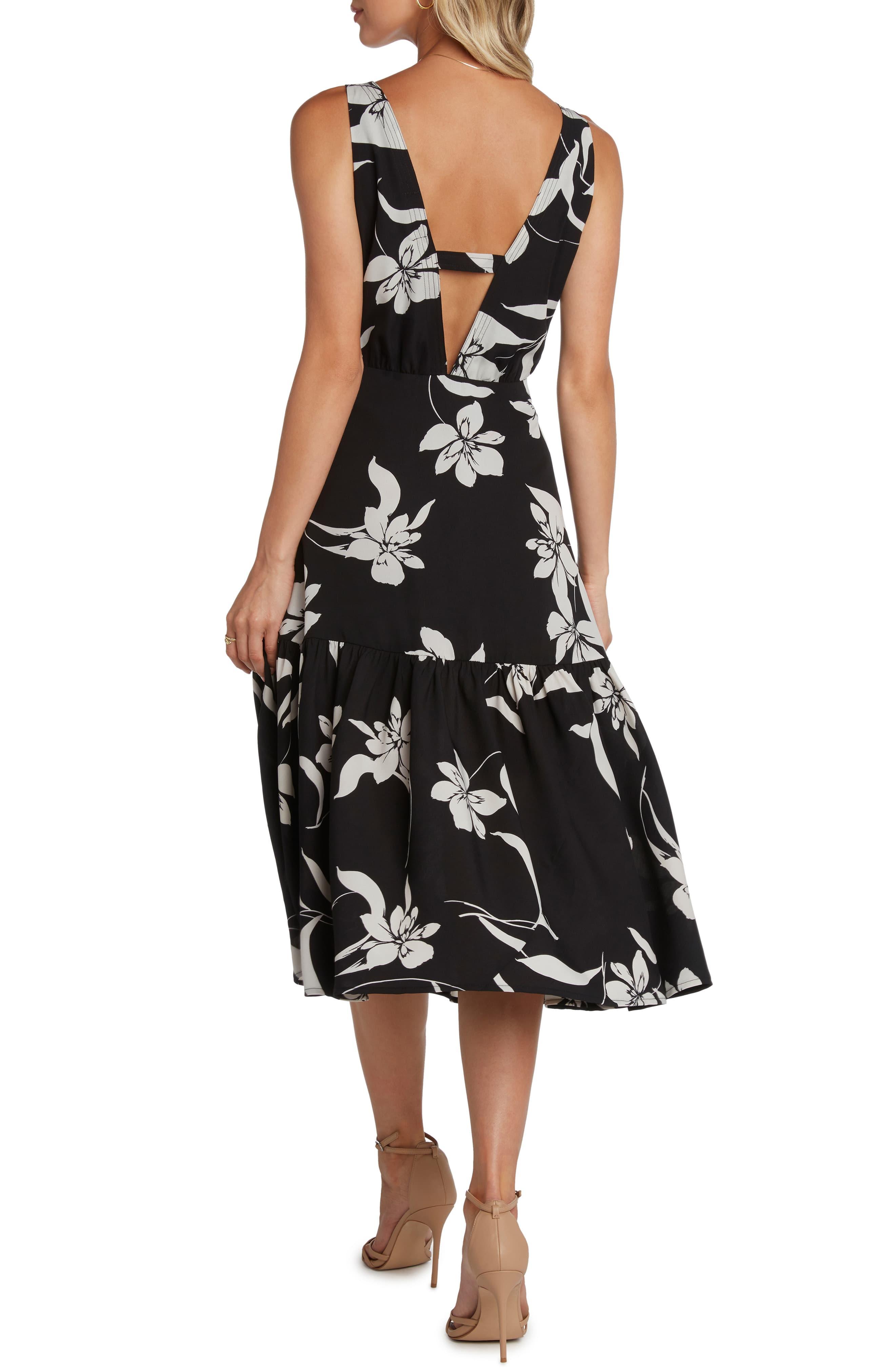 willow belted floral print midi dress