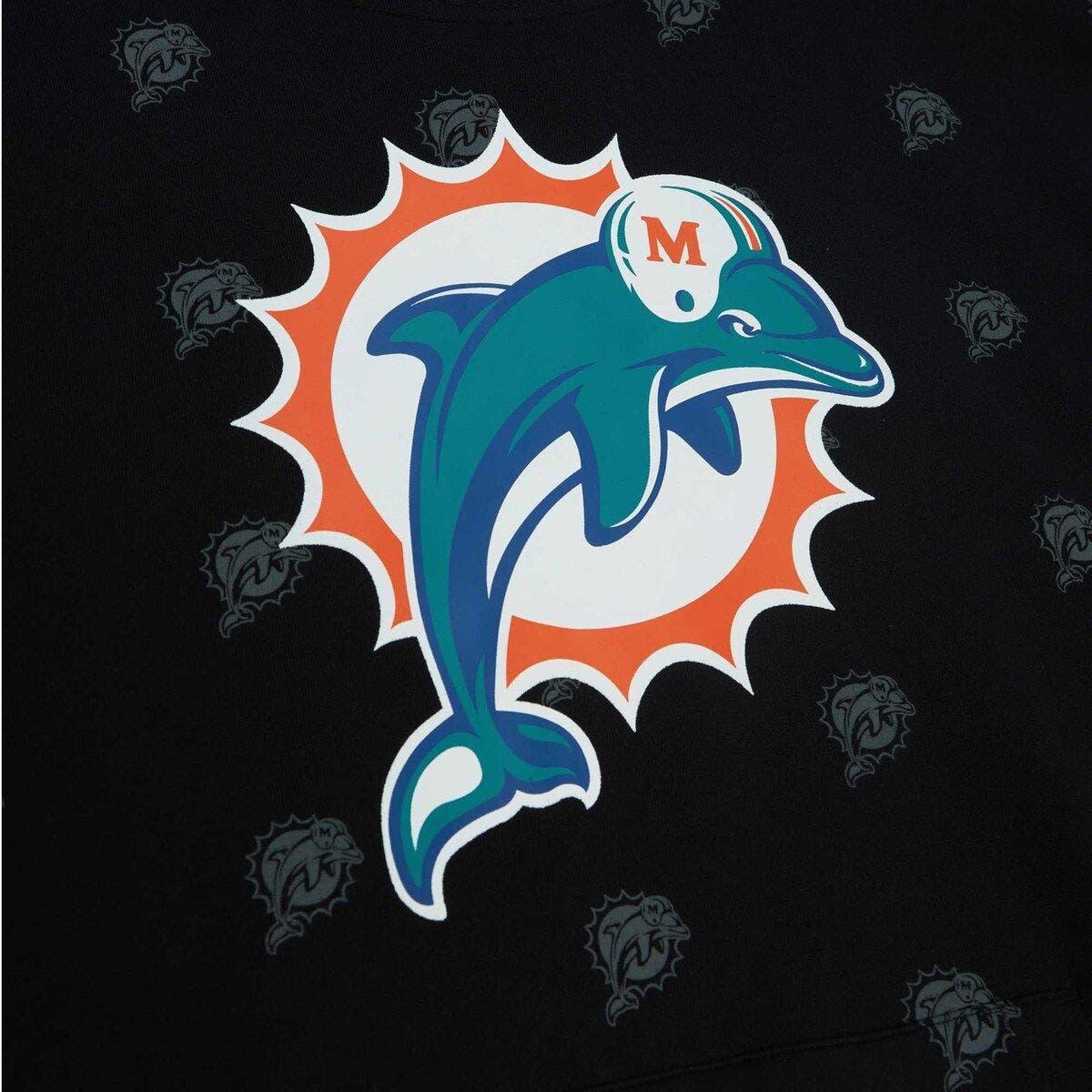 Mitchell & Ness Dolphins AOP Fleece Hoody - Mens XL / Black