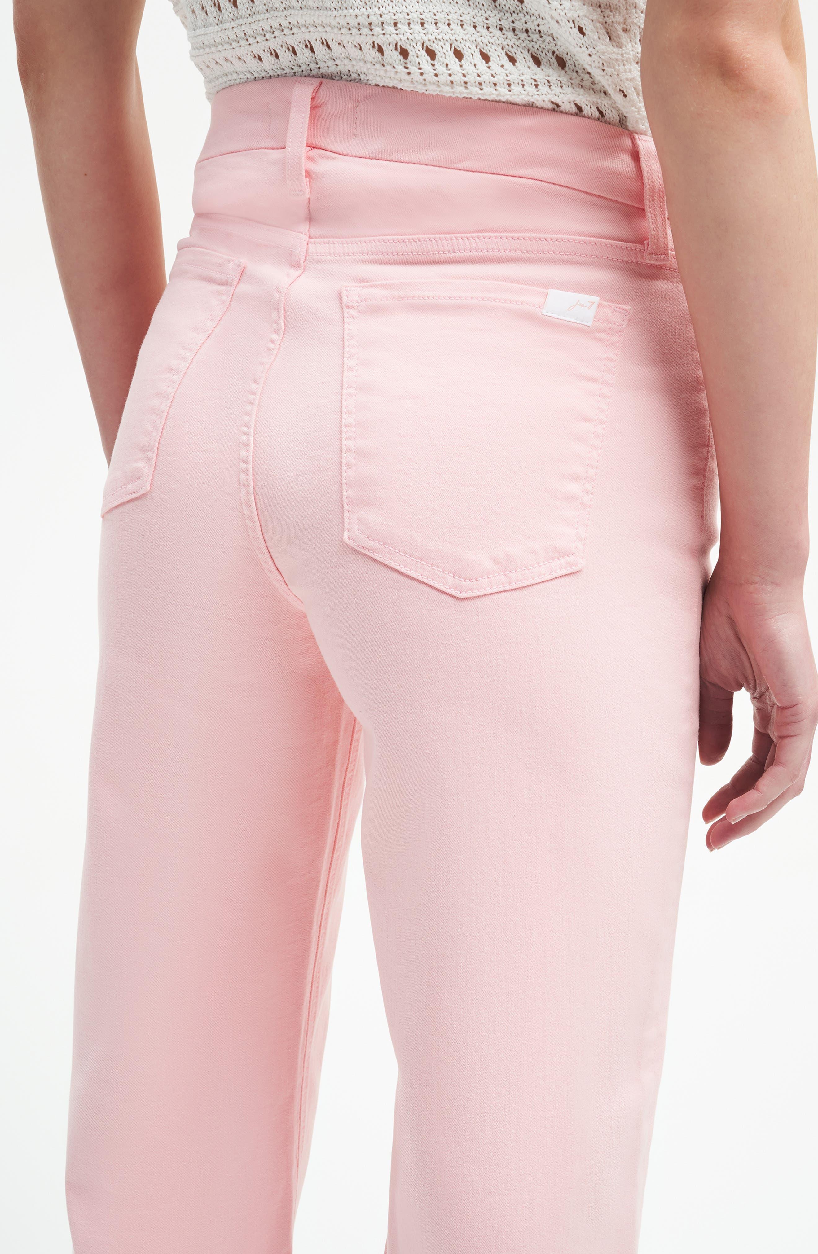 7 For All Mankind Crop Wide Leg Jeans in Pink | Lyst
