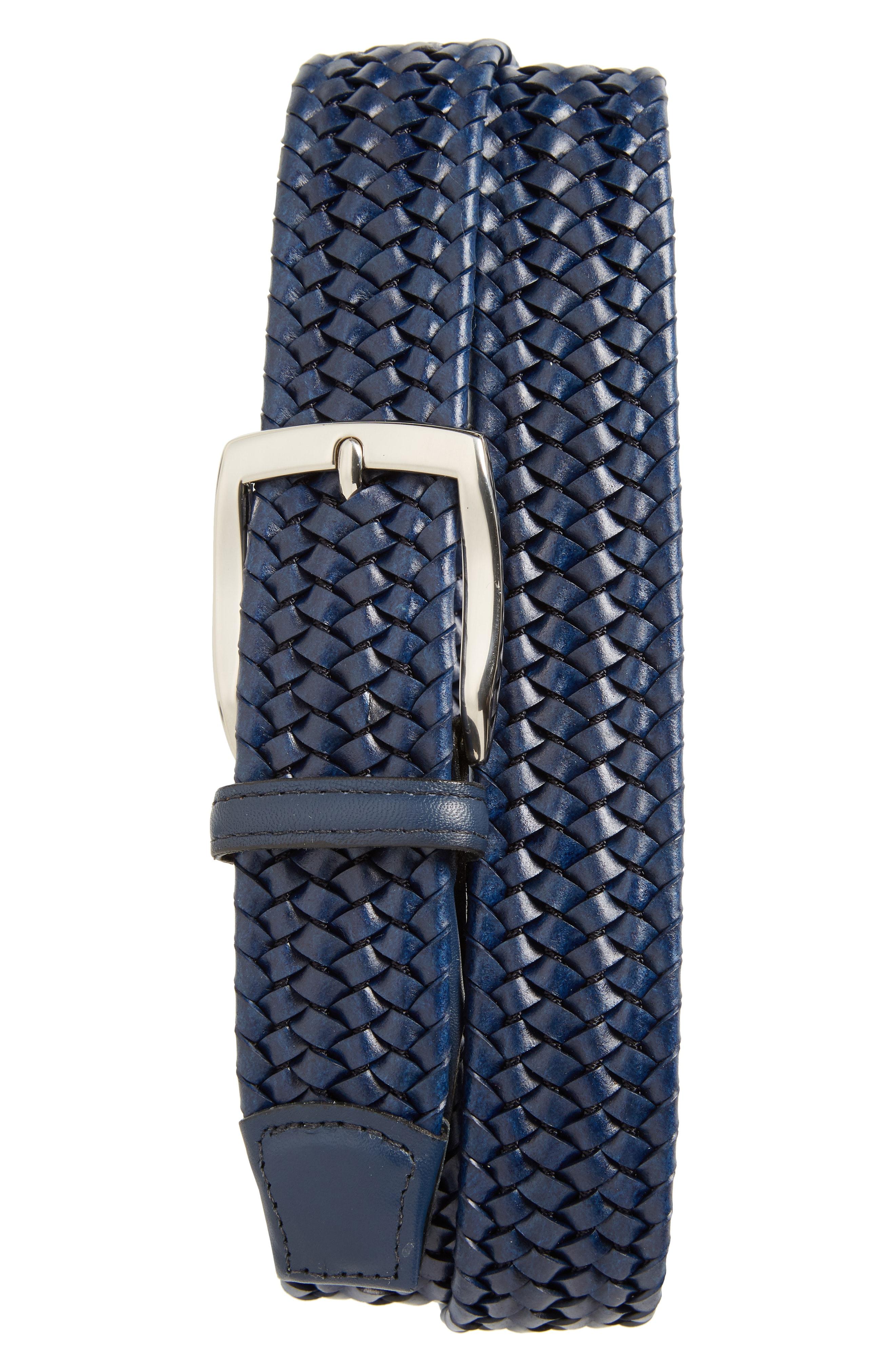 Torino Leather Company Woven Stretch Leather Belt in Blue for Men - Lyst