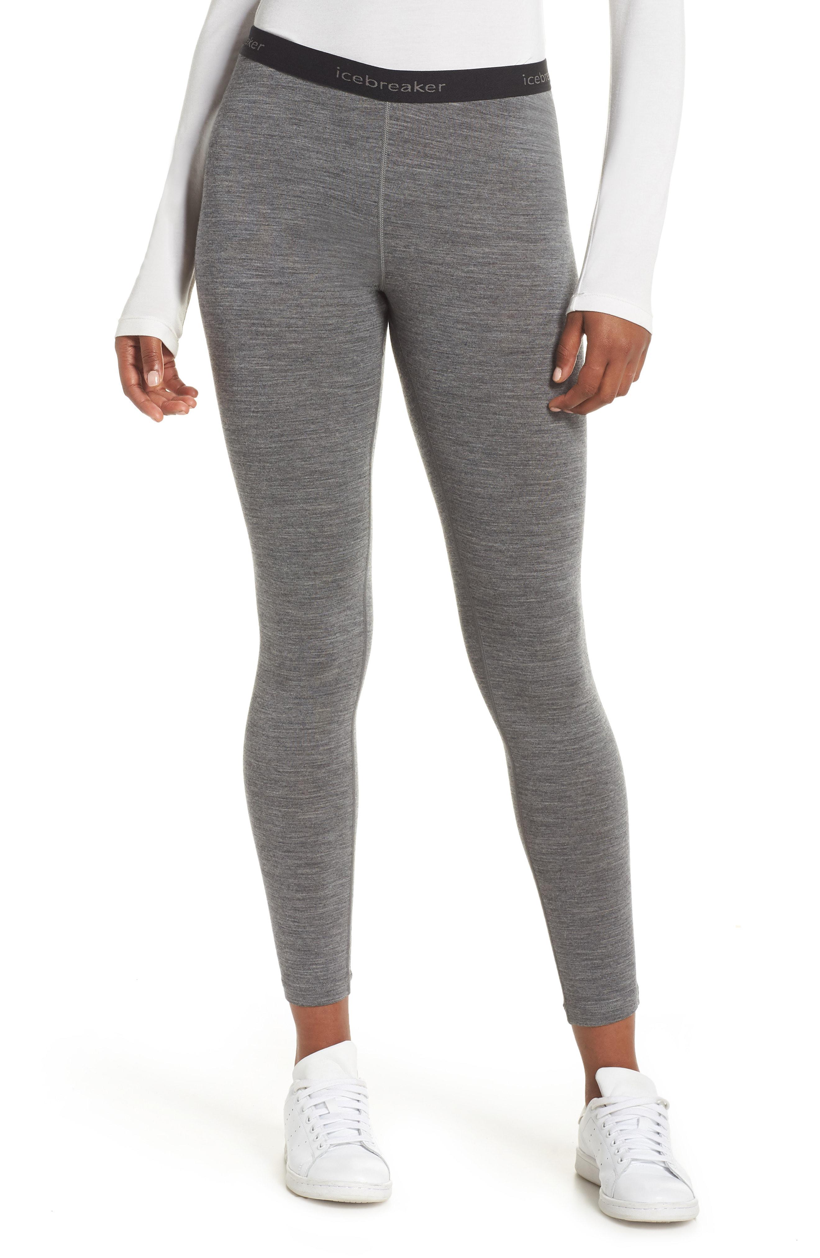 Icebreaker Oasis Slim Merino Wool Jersey Base Layer Leggings in Grey