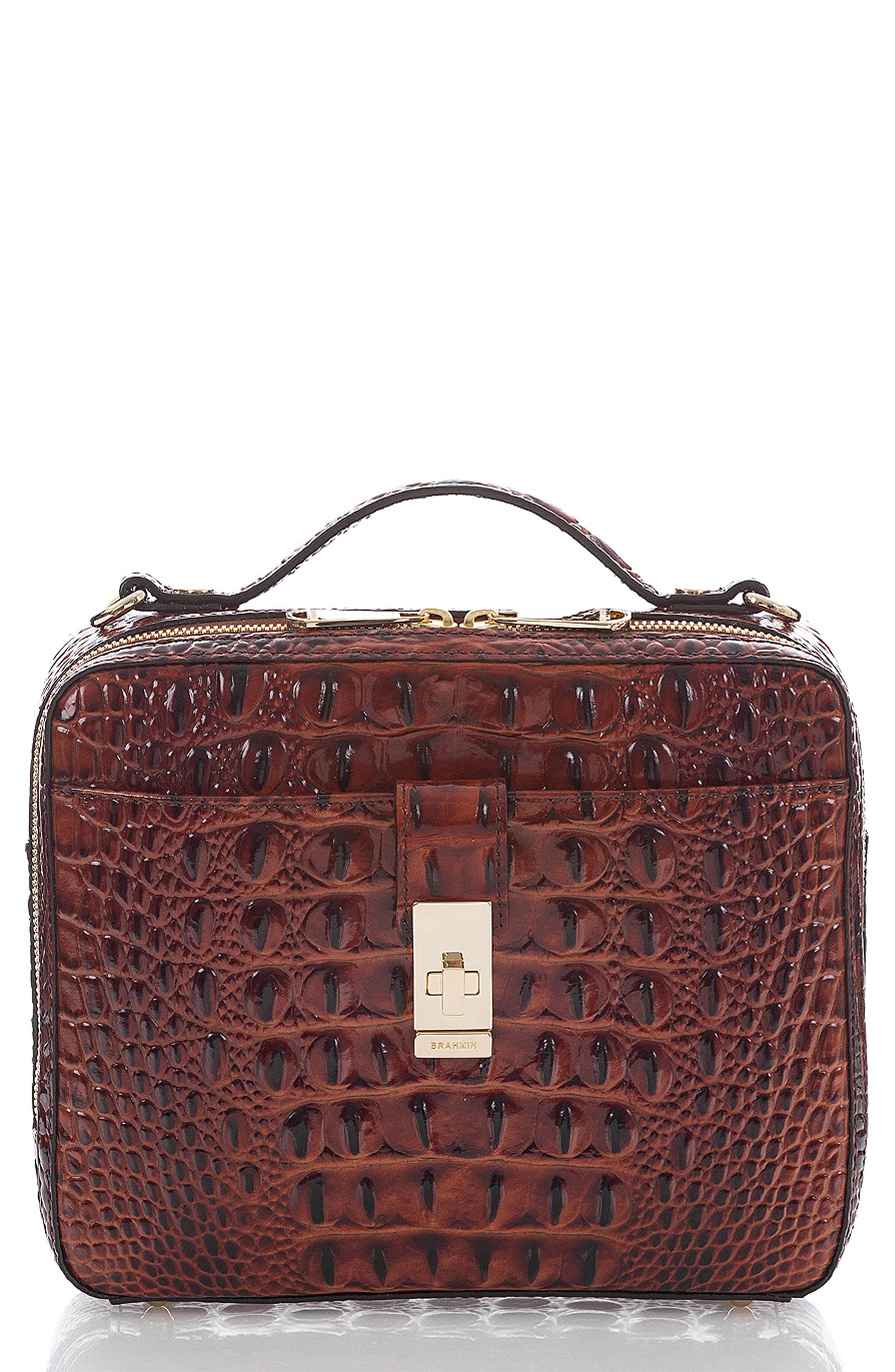 Lyst Brahmin Evie Croc Embossed Leather Top Handle Bag in Purple