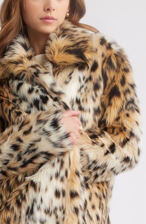 Open Edit Leopard Faux Fur Longline Coat in Blue Lyst